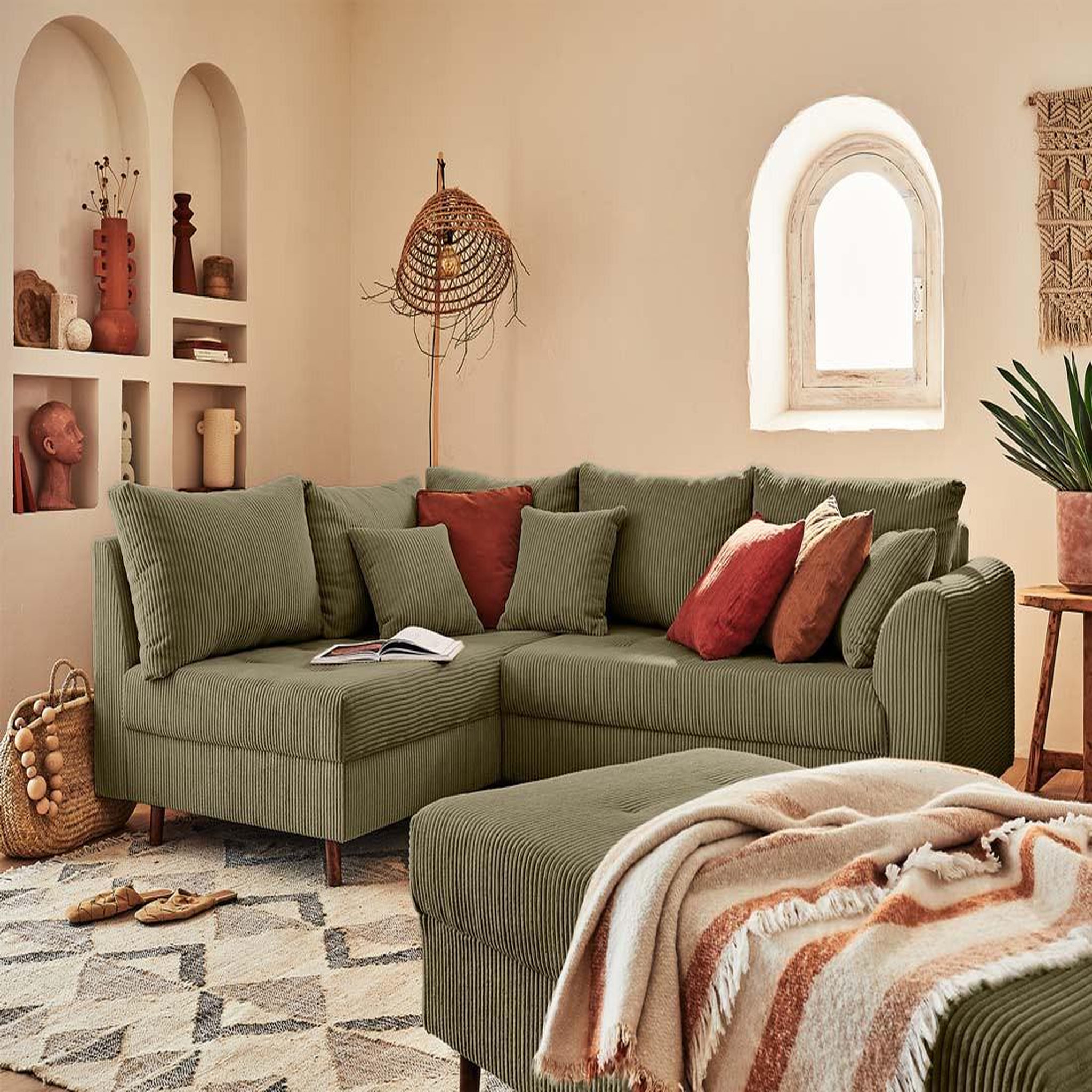Voir la diapositive 6 : LISA DESIGN Rune - pouf modulable - en velours côtelé