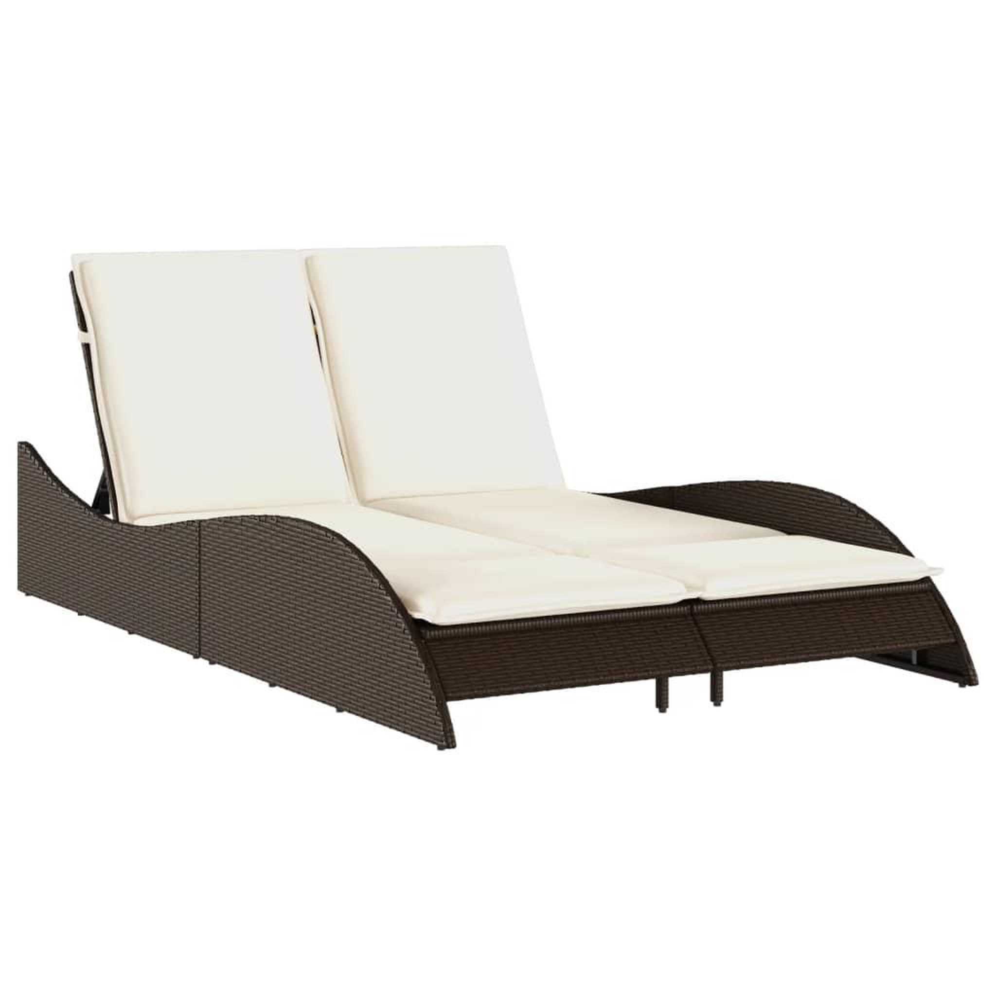 Voir la diapositive 2 : VIDAXL Chaise longue avec coussins marron 114x205x73 cm resine tressee