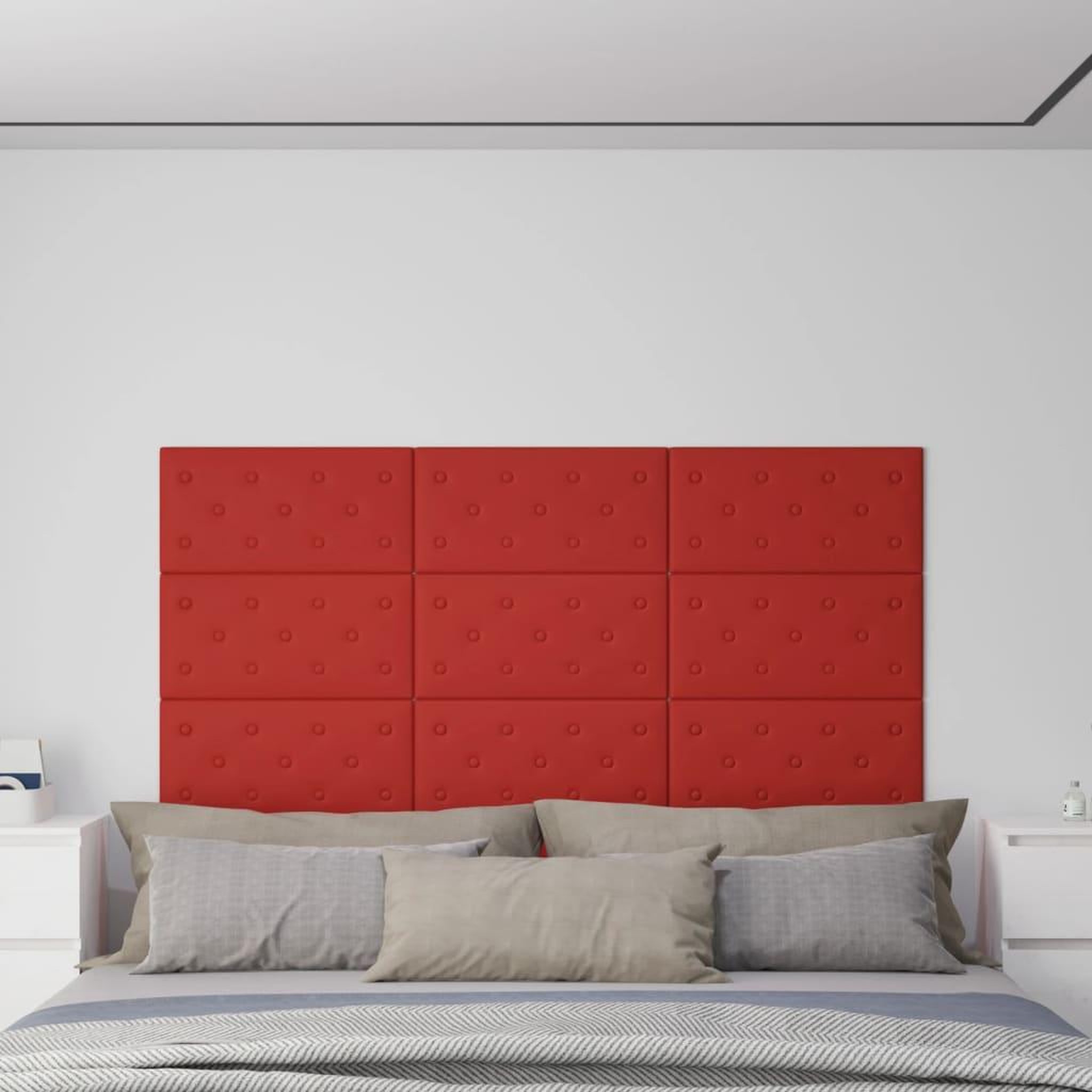 Voir la diapositive 1 : VIDAXL Panneaux muraux 12pcs Rouge bordeaux 60x30 cm Similicuir 2,16m^2
