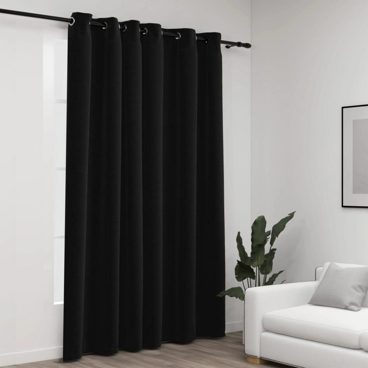 VIDAXL Rideau occultant Aspect de lin a œillets Anthracite 290x245 cm
