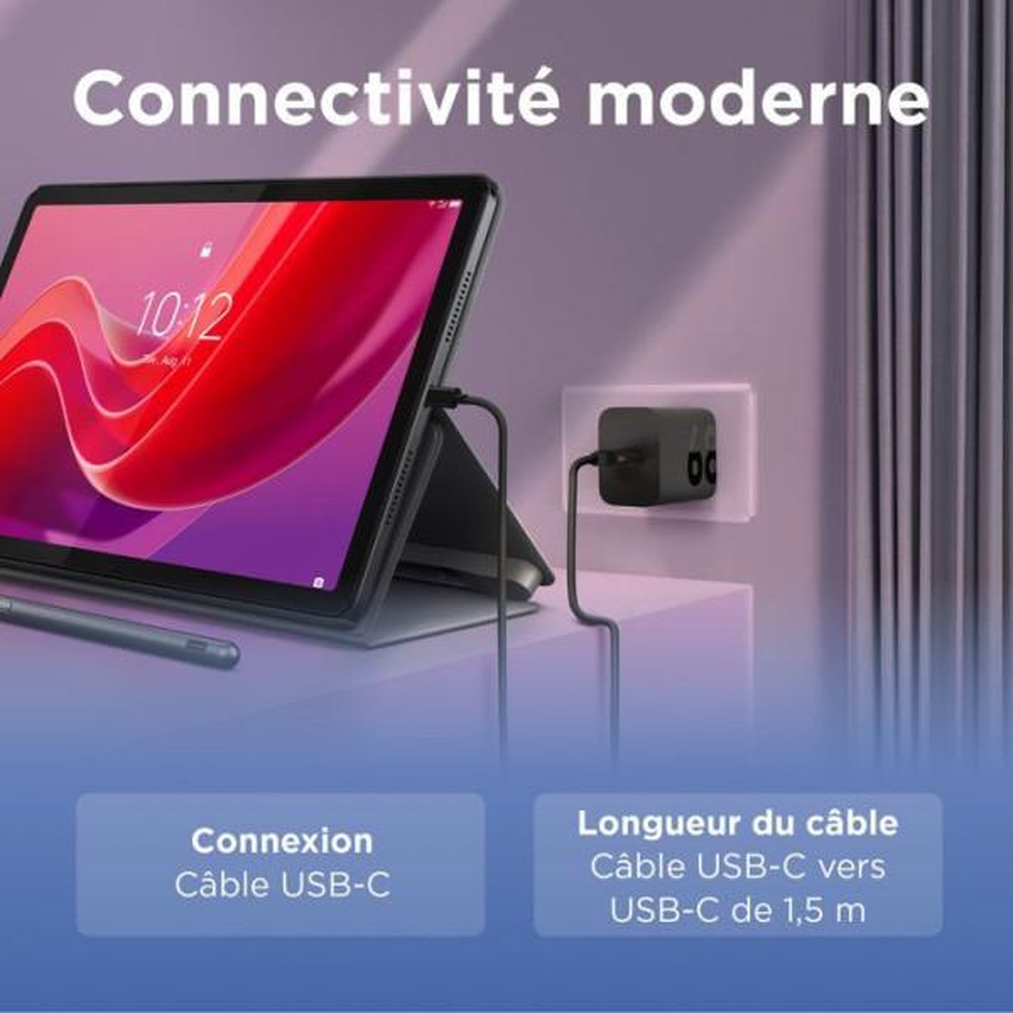 Voir la diapositive 4 : Lenovo Chargeur ordinateur portable 68w usb-c noir