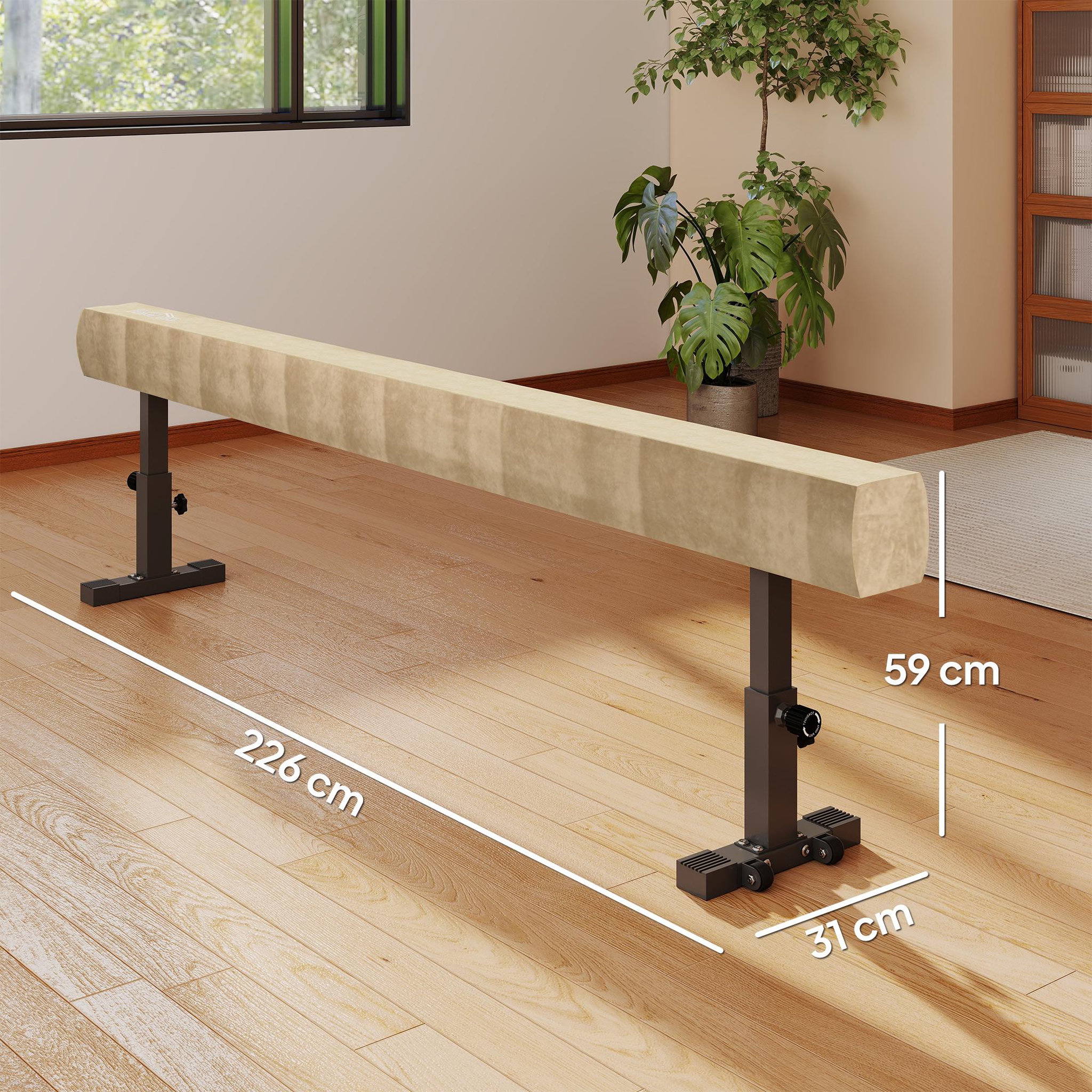 Voir la diapositive 3 : HOMCOM Poutre de gymnastique hauteur réglable pieds antidérapants 226 x 31 x 44/51/59H cm