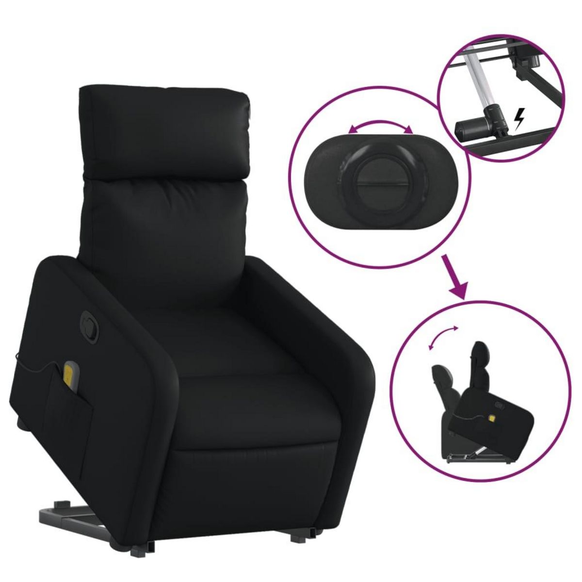 VIDAXL Fauteuil inclinable de massage Noir Similicuir
