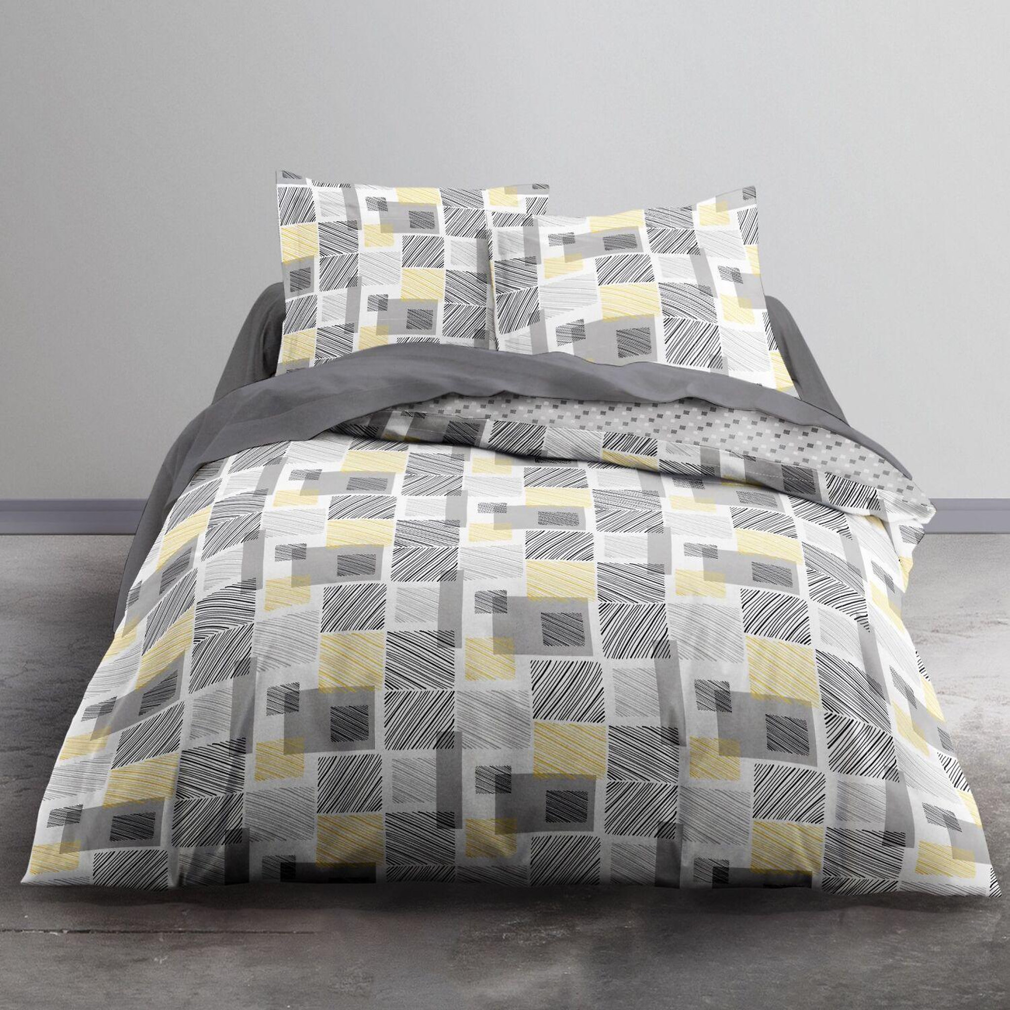 Home collection Parure de couette. Coloris disponibles : Gris