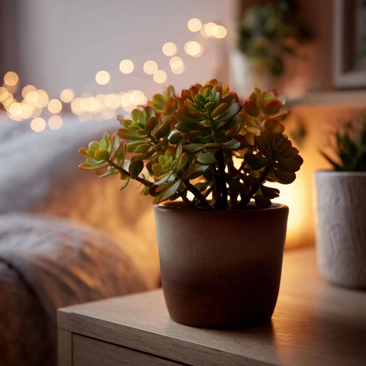 PLANT IN A BOX Arbre de jade - Lot de 2 - Crassula ovata 'Sunset' - Hauteur 15-20cm - ⌀12cm