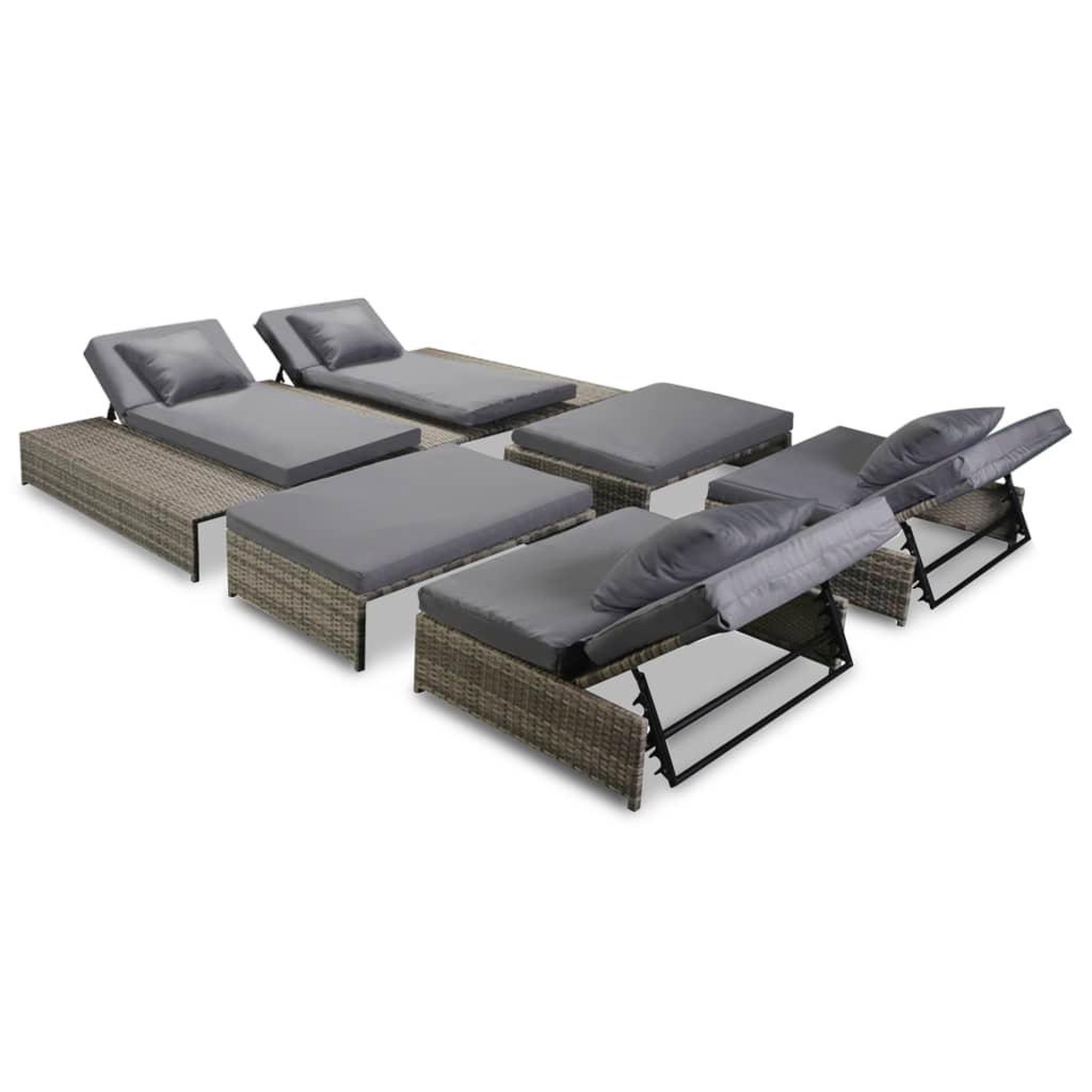 Voir la diapositive 2 : VIDAXL Salon de jardin 5 pcs avec coussins resine tressee gris