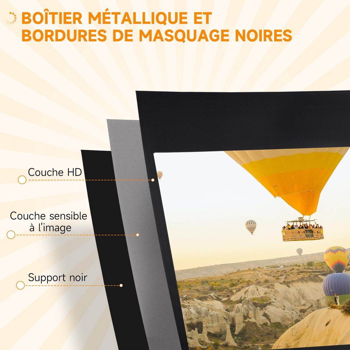 HOMCOM Écran de projection avec support trépied réglable en hauteur home-cinéma vidéo projecteur format 16:9 100 pouces blanc noir