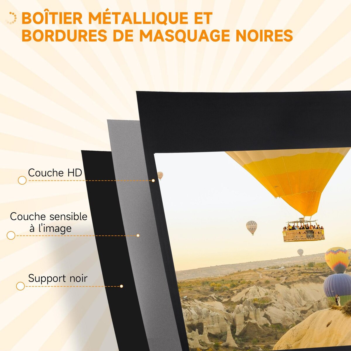 HOMCOM Écran de projection avec support trépied réglable en hauteur home-cinéma vidéo projecteur format 16:9 100 pouces blanc noir