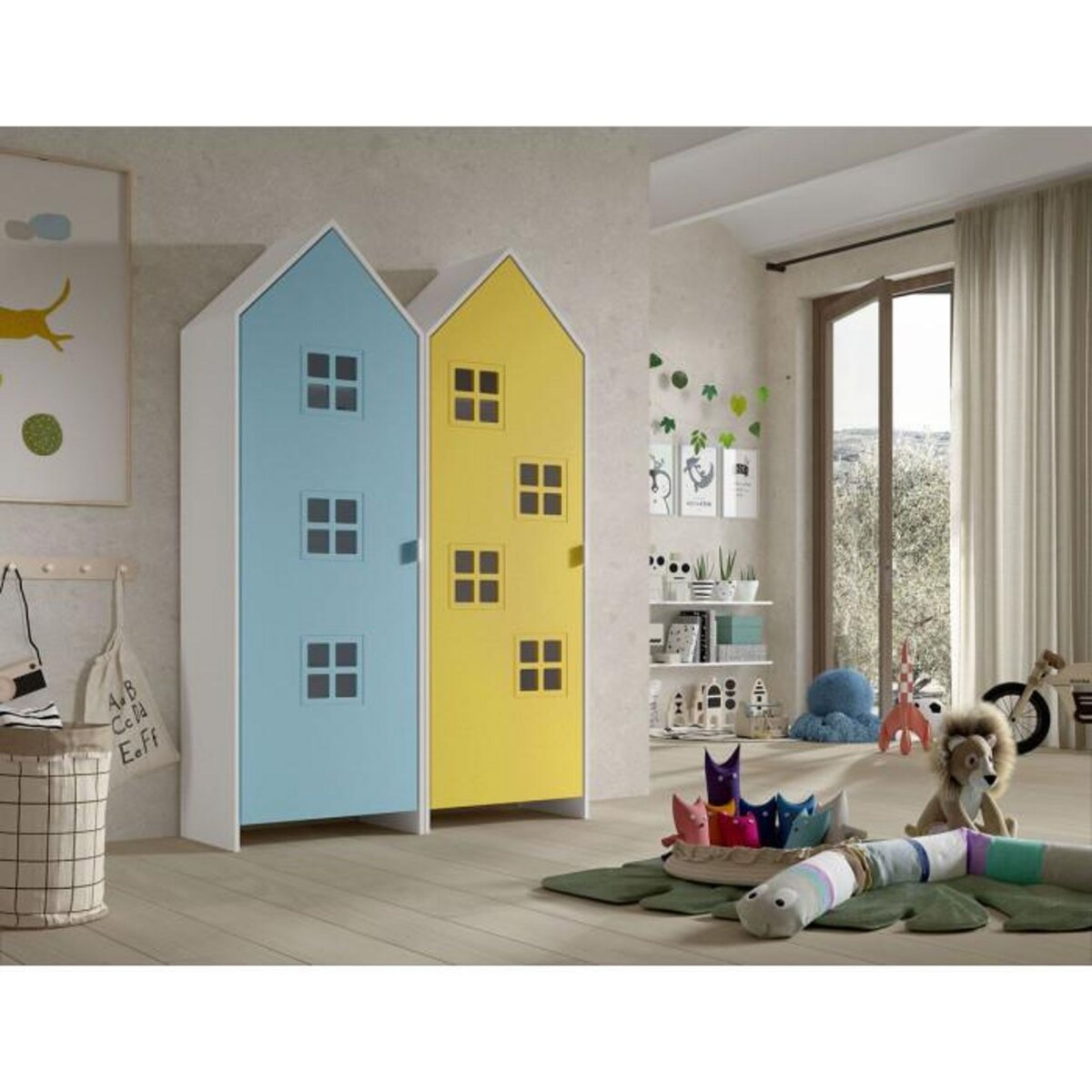 Paris Prix Pack - 2 Armoires Enfant  Casami Bruges  171cm Bleu & Jaune