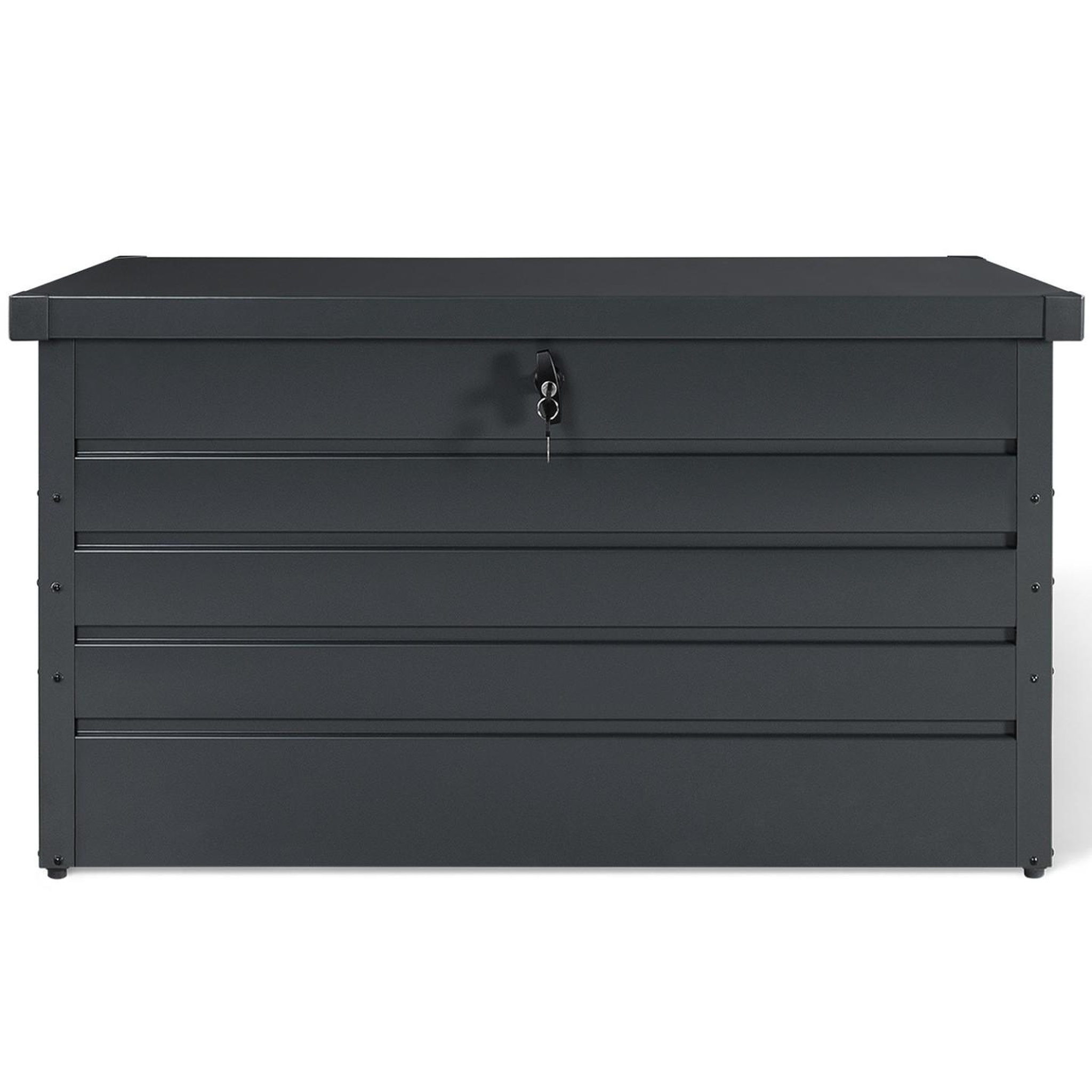 Voir la diapositive 3 : ID MARKET Coffre de rangement métal verrouillable gris anthracite pour jardin 810L
