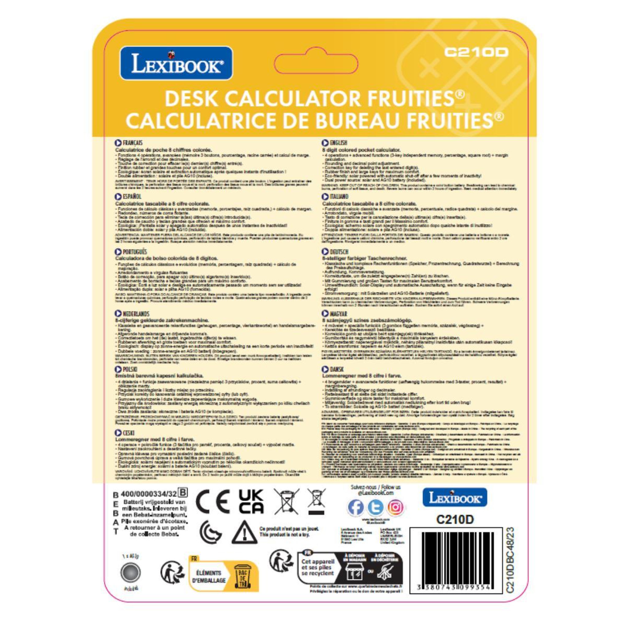 Voir la diapositive 6 : Lexibook Calculatrice de bureau jaune 10 chiffres avec écran à angle ajustable