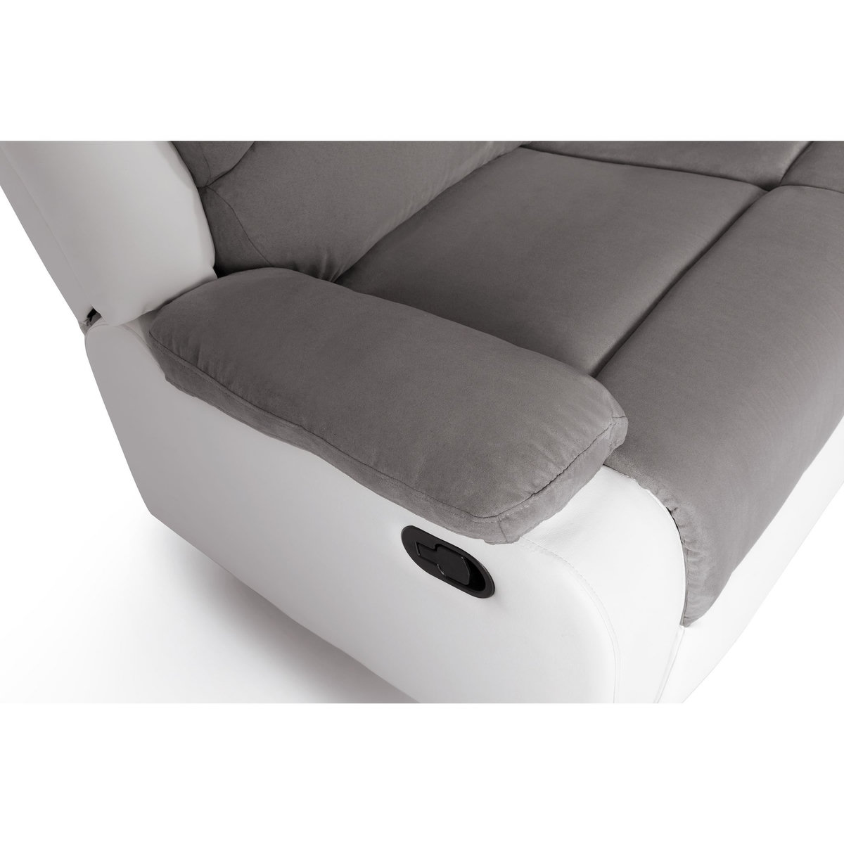 Canapé relax manuel bi- matière tissu gris  +pu Blanc HELENE