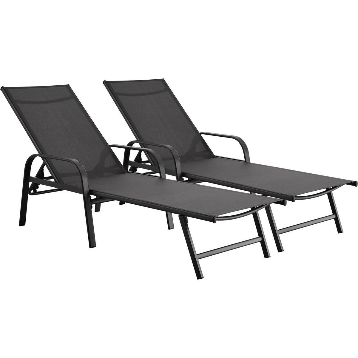 Habitat et Jardin Lot de 2 Bains de soleil en métal  Farniente - Gris