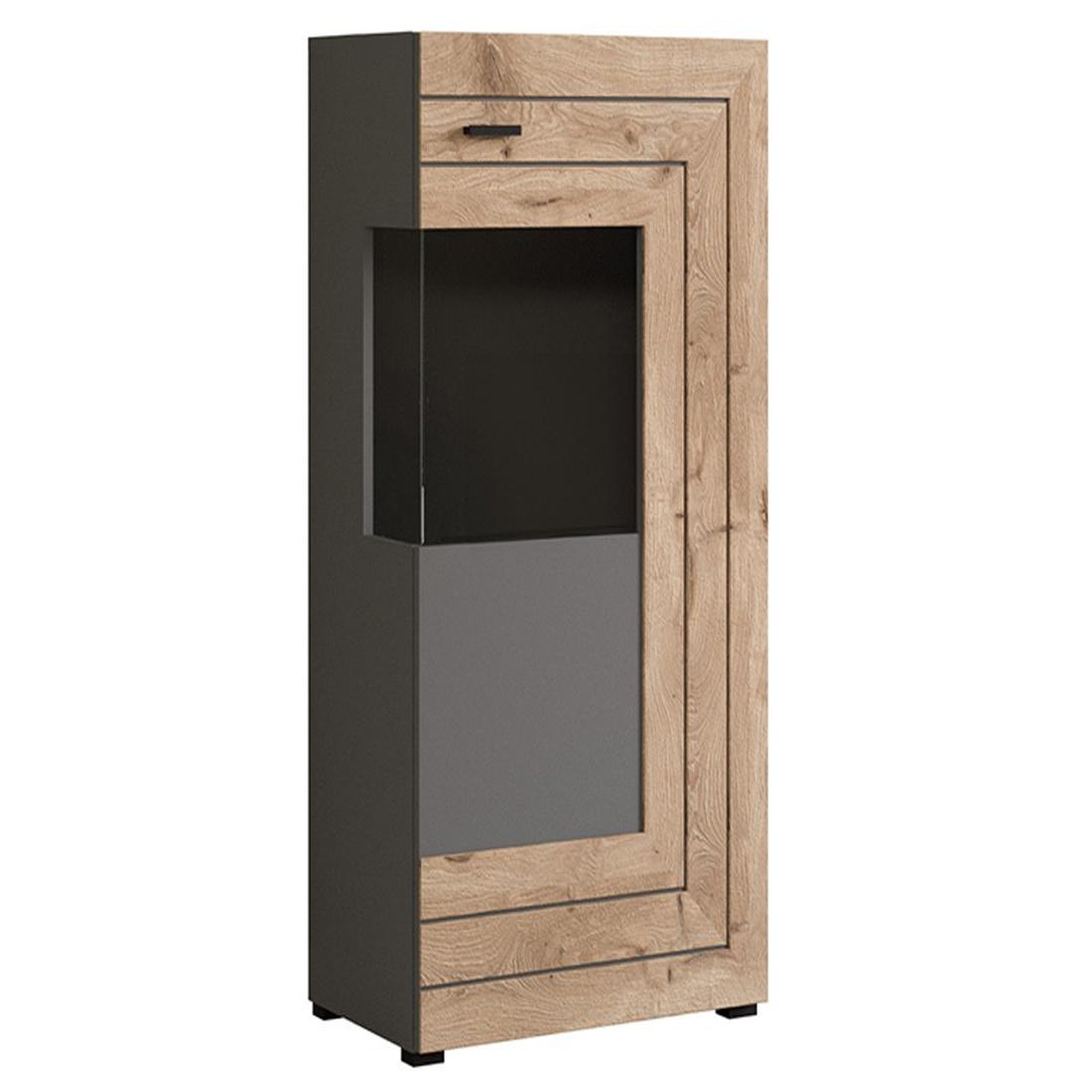 Voir la diapositive 2 : BEST MOBILIER Wexford - vitrine - gris et effet bois - 1 porte - 60x117 cm