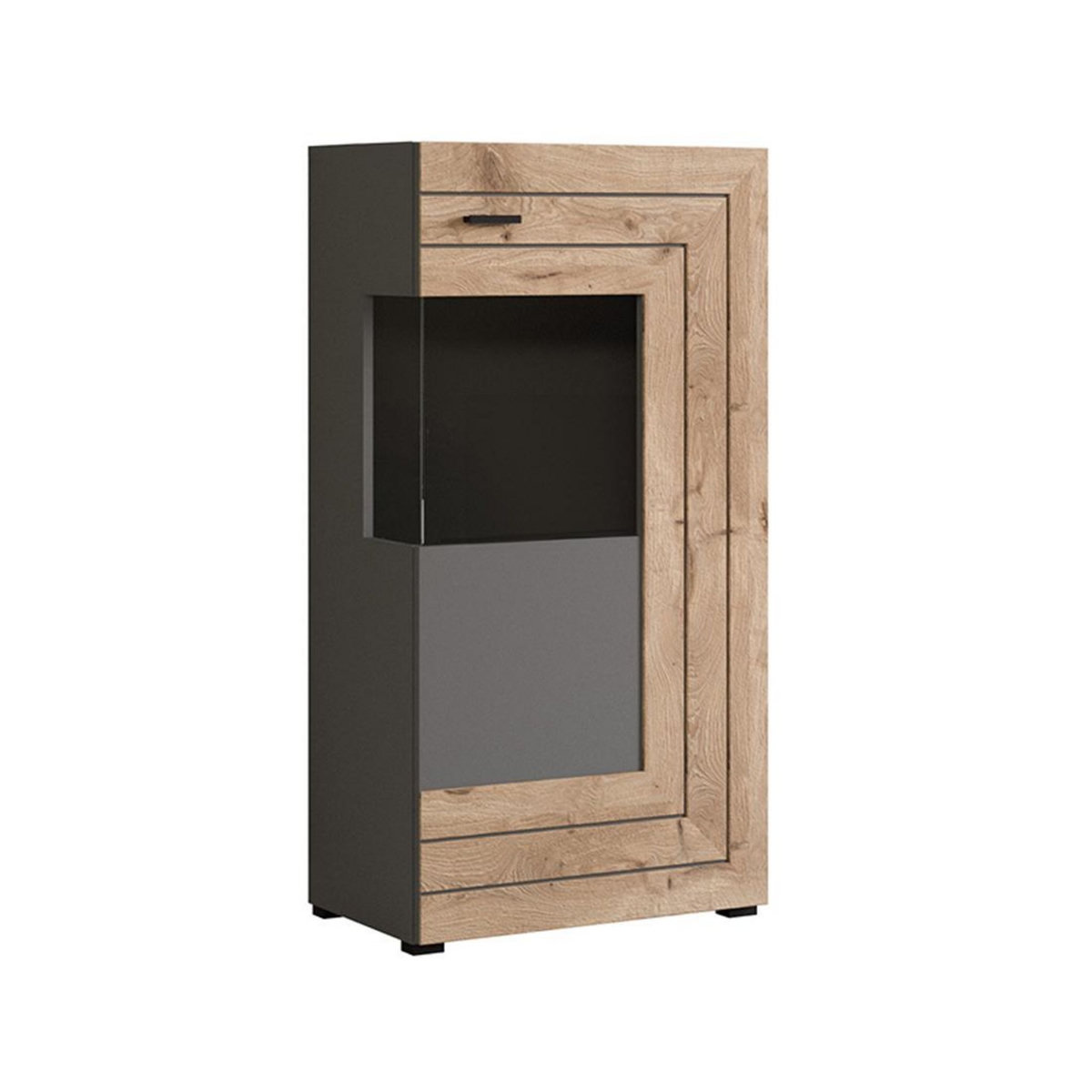 BEST MOBILIER Wexford - vitrine - gris et effet bois - 1 porte - 60x117 cm