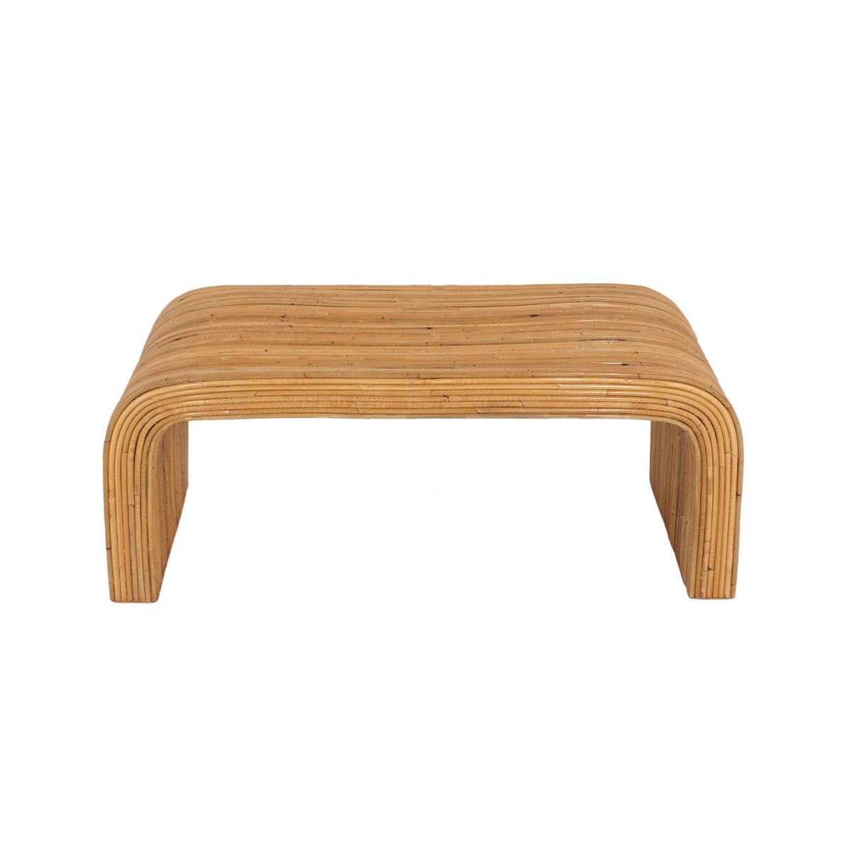 SWEEEK Banc. bout de lit en rotin naturel. 100cm. bords arrondis. L 100 x P 45 x H 40cm