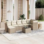 VIDAXL Salon de jardin avec coussins 8 pcs beige resine tressee