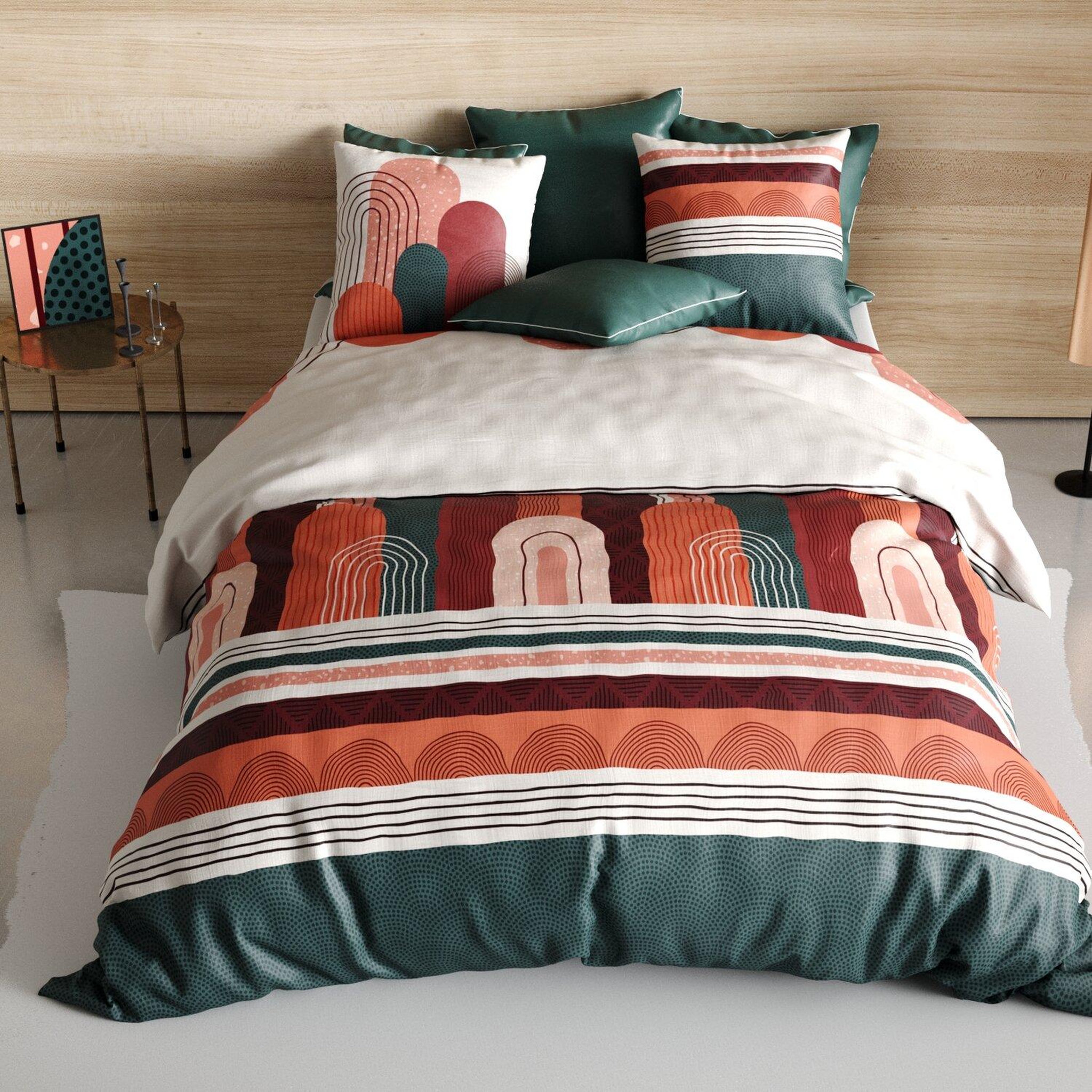 Voir la diapositive 2 : ATELIER DU COTON Parure housse de couette 100% coton 57fils galio