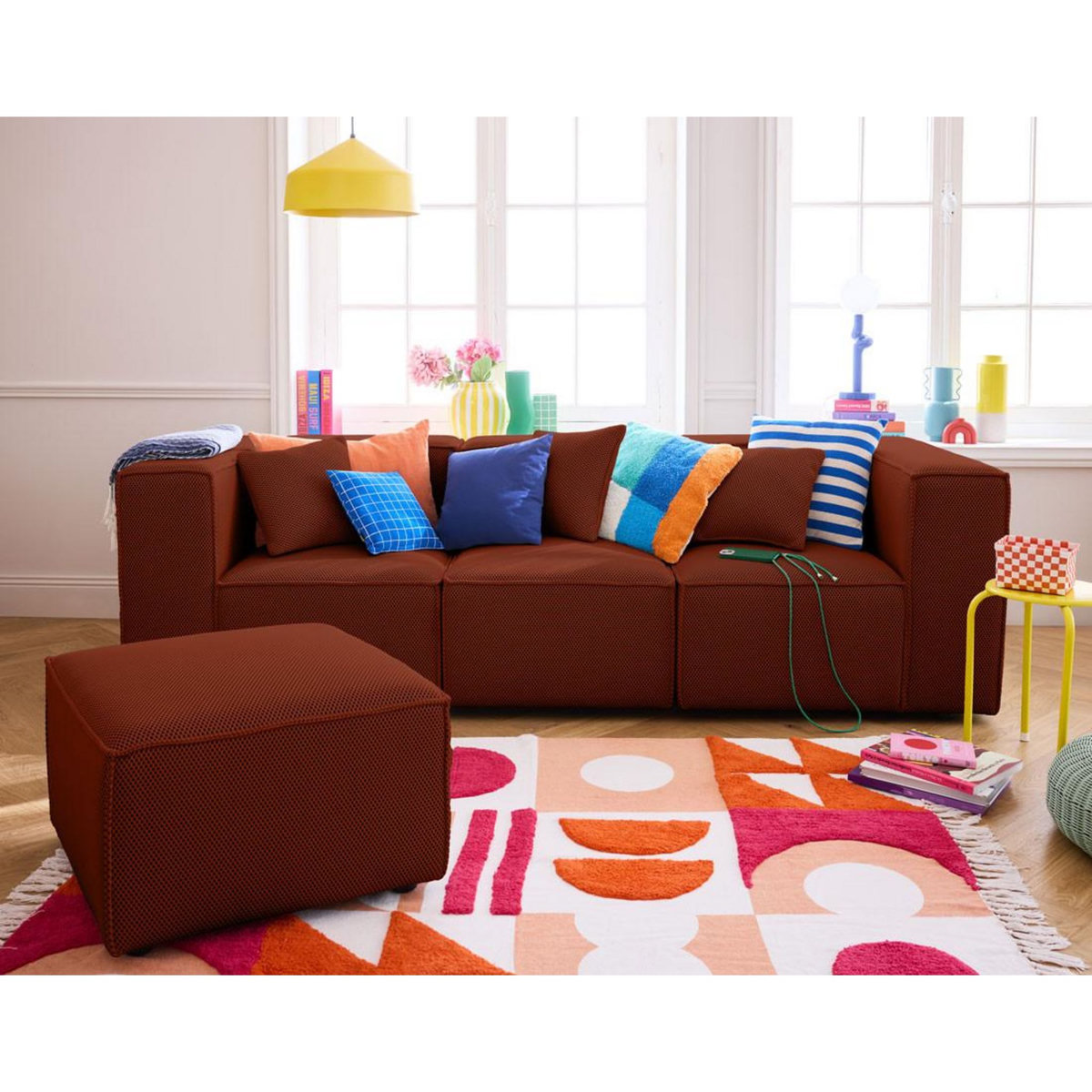 LISA DESIGN Arty - pouf d'appoint - en tissu mailles 3d