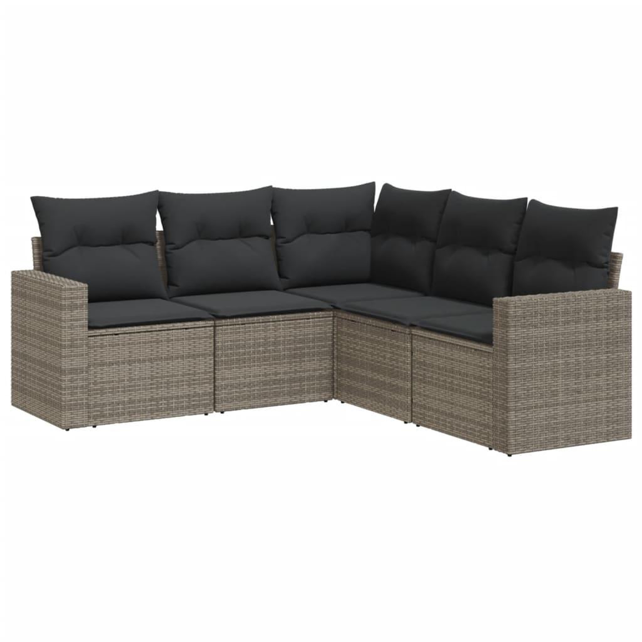 Voir la diapositive 2 : VIDAXL Salon de jardin 5 pcs avec coussins gris resine tressee