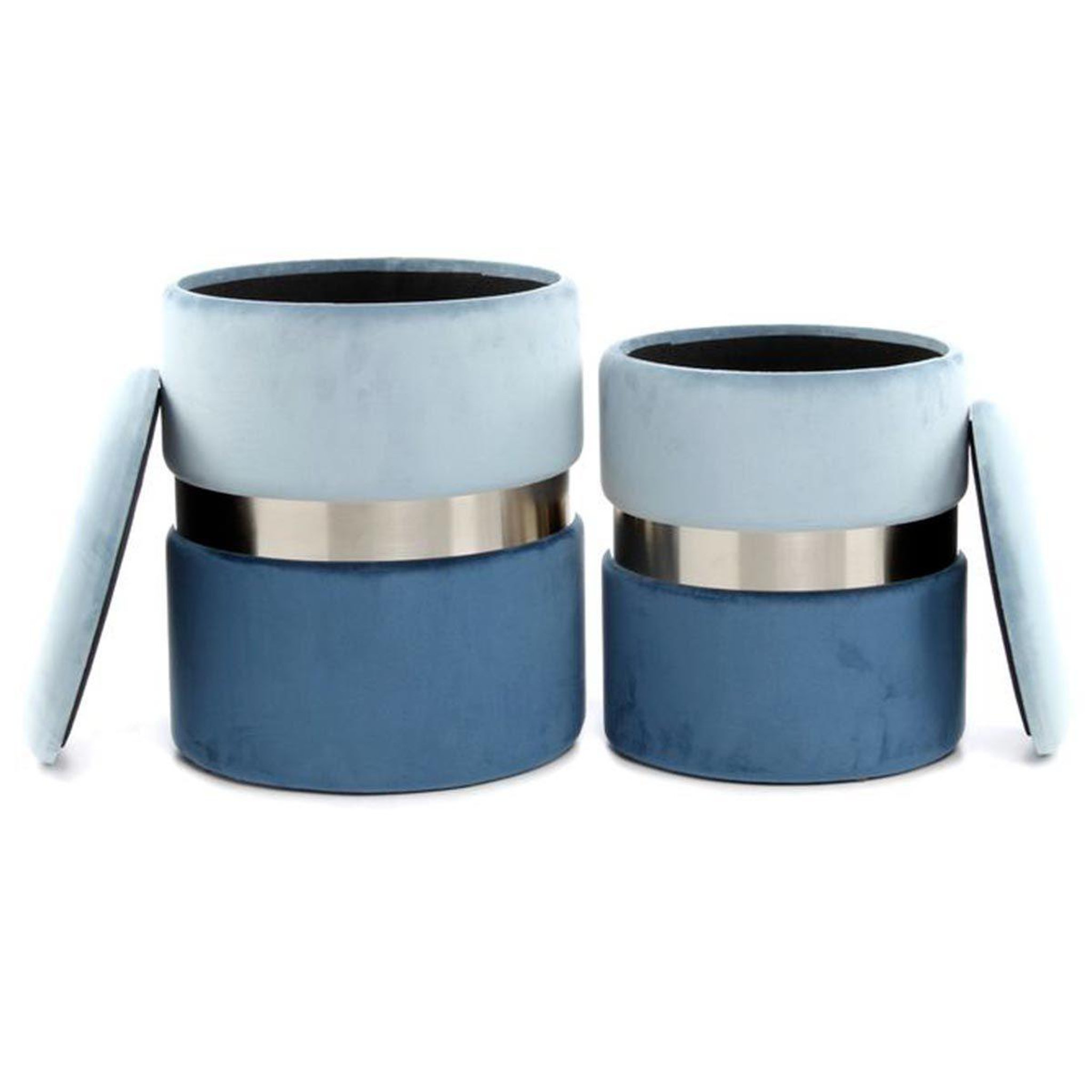 Paris Prix Lot de 2 poufs & coffres de rangement  zora  44cm bleu