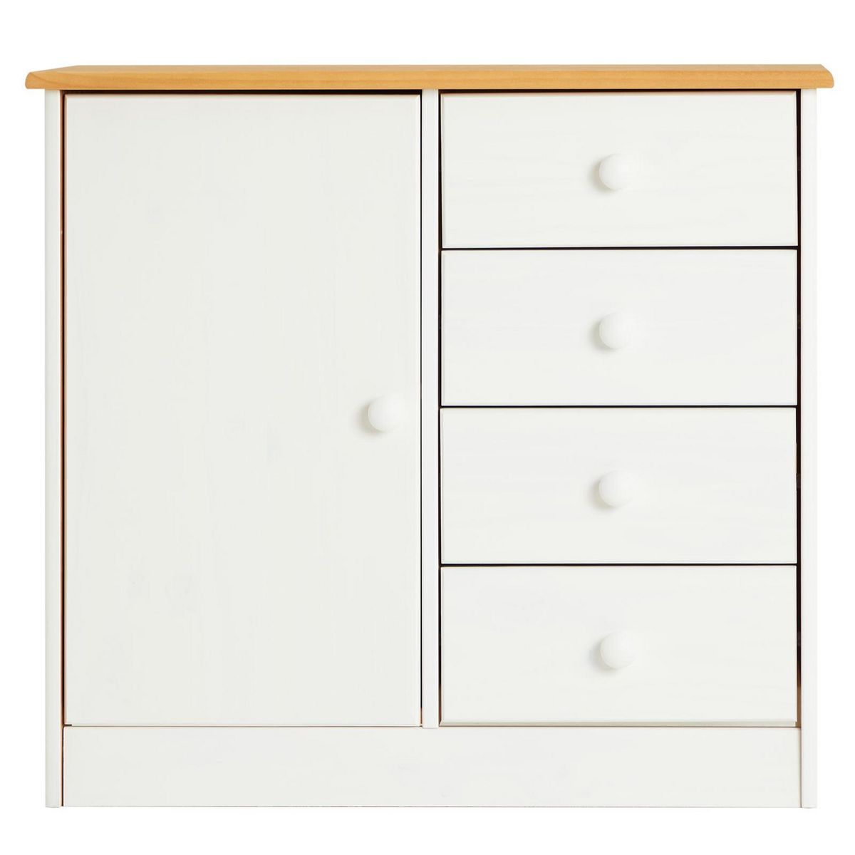 IDIMEX Commode RONDO en pin massif, 4 tiroirs et 1 porte