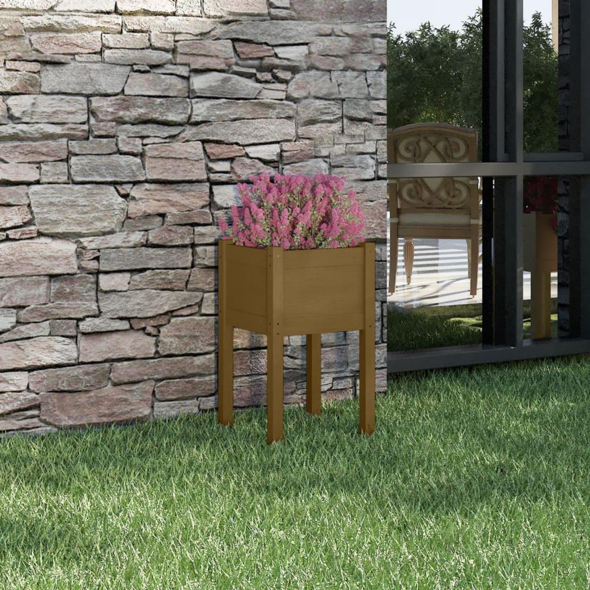 VIDAXL Jardiniere d'exterieur Marron miel 40x40x70 cm Pin massif