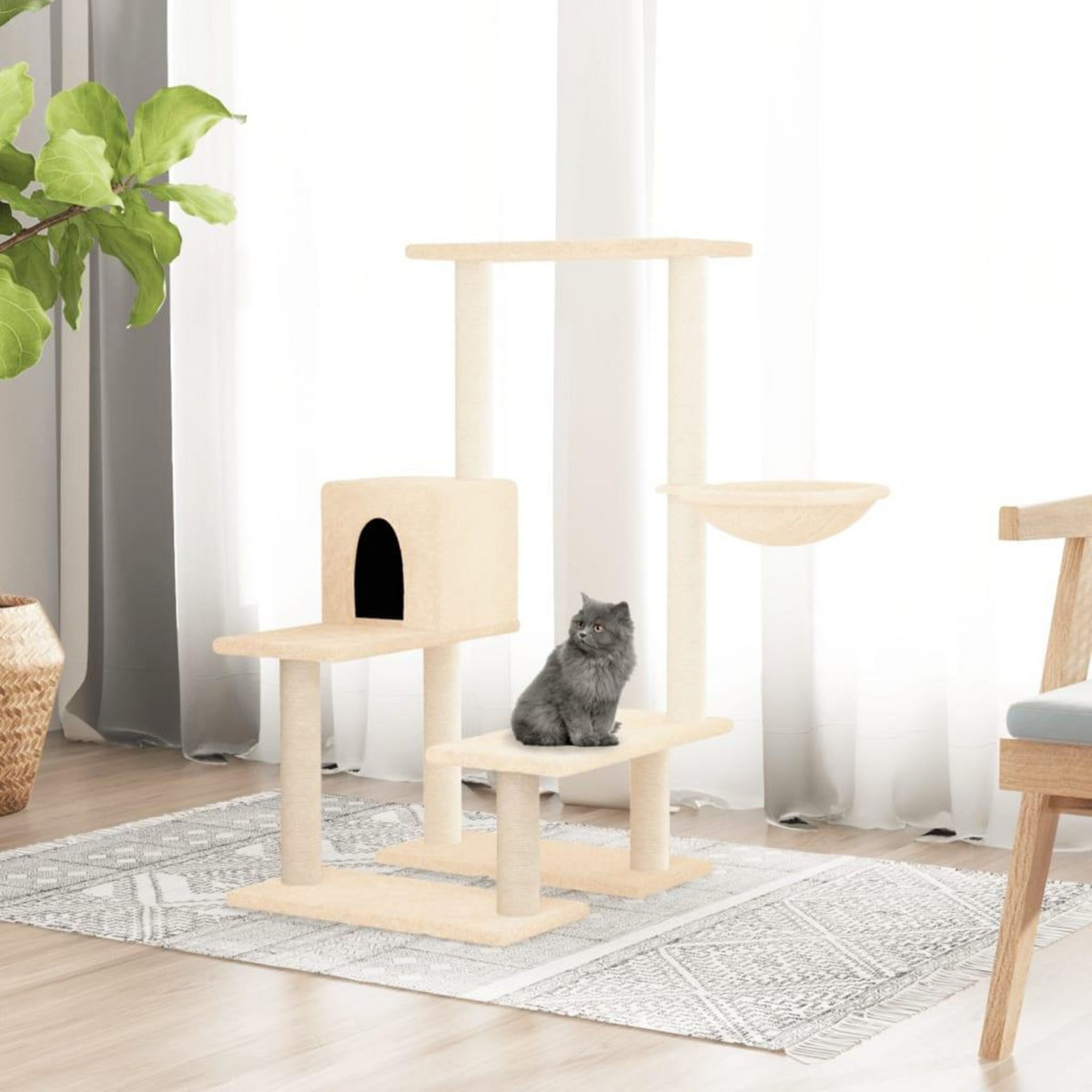 VIDAXL Arbre a chat avec griffoirs en sisal Creme 94,5 cm