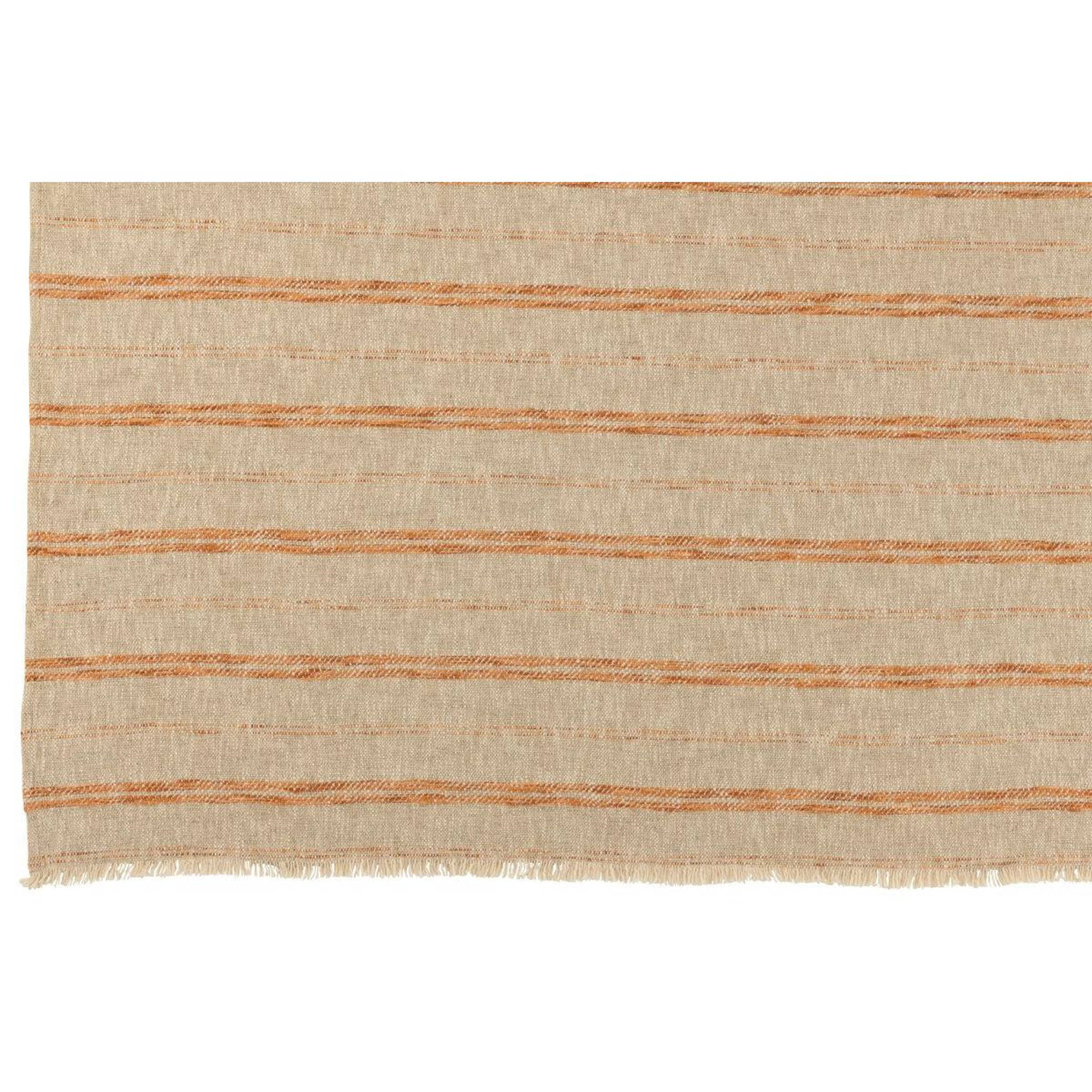Voir la diapositive 2 : J-LINE Plaid en lin  noreen  130x180cm beige & orange