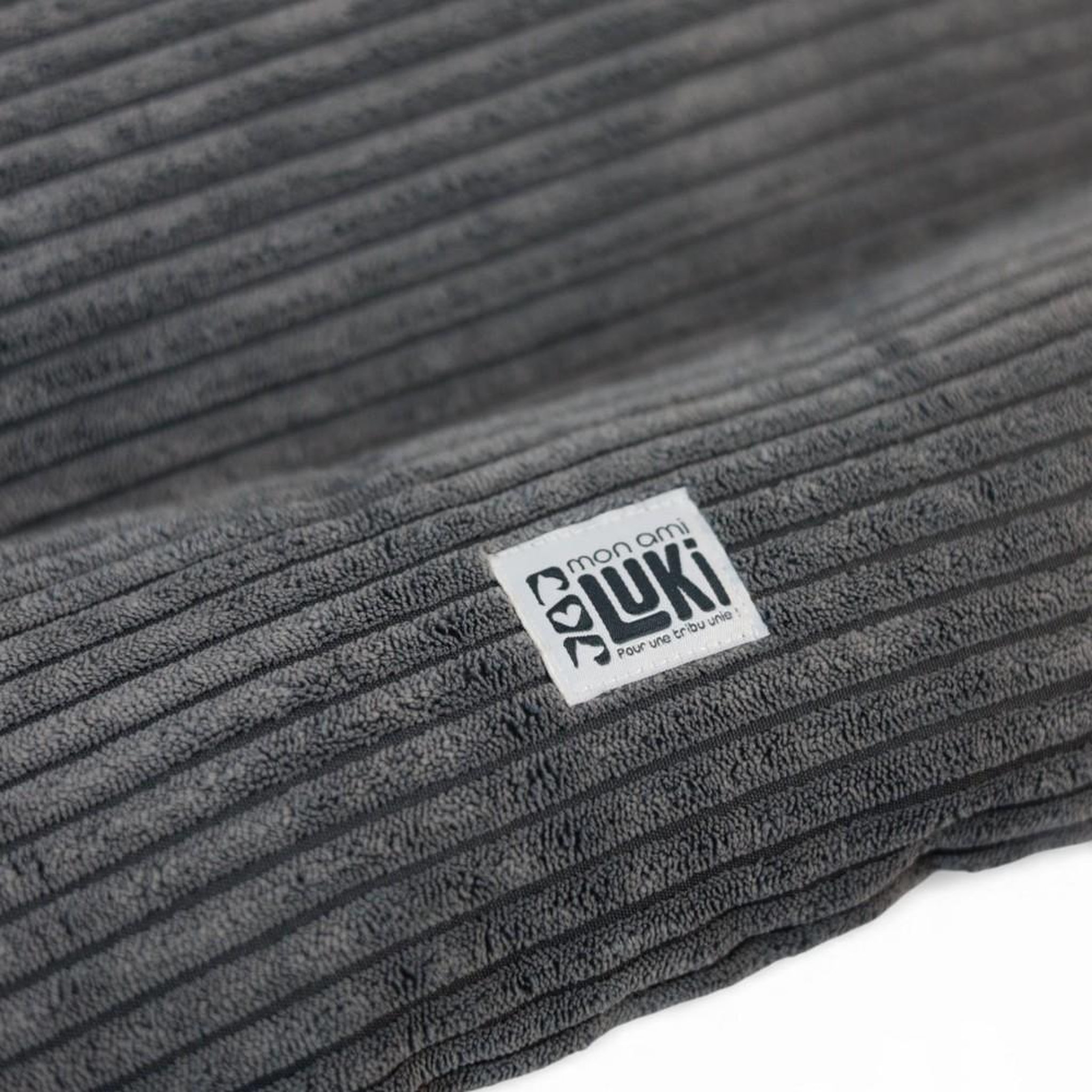Voir la diapositive 2 : MON AMI LUKI Coussin ovale antidérapant velours côtelé couleur gris pour chien