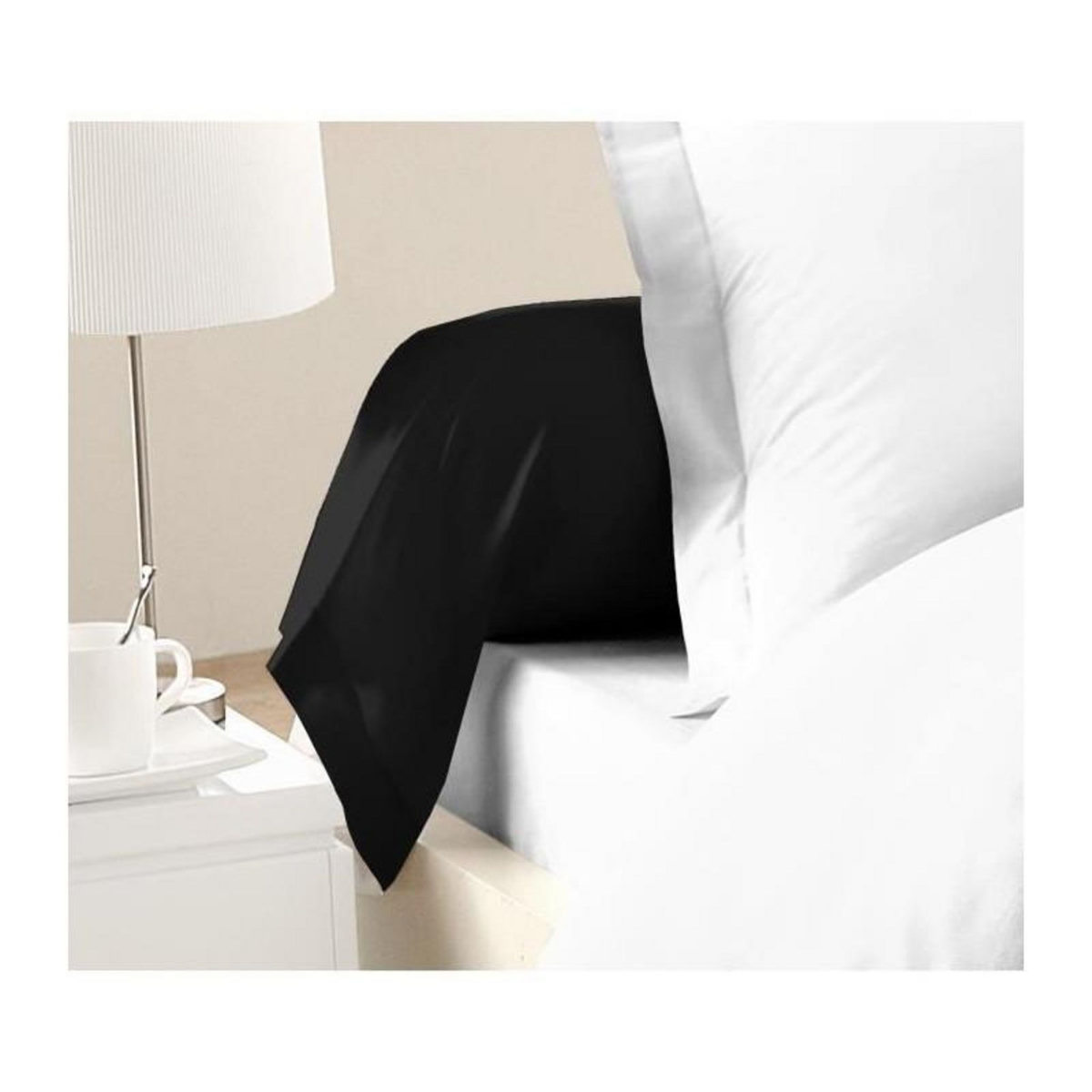 LOVELY HOME LOVELY HOME Lot de 2 Taies de Traversin 100% coton 85x185 cm noir