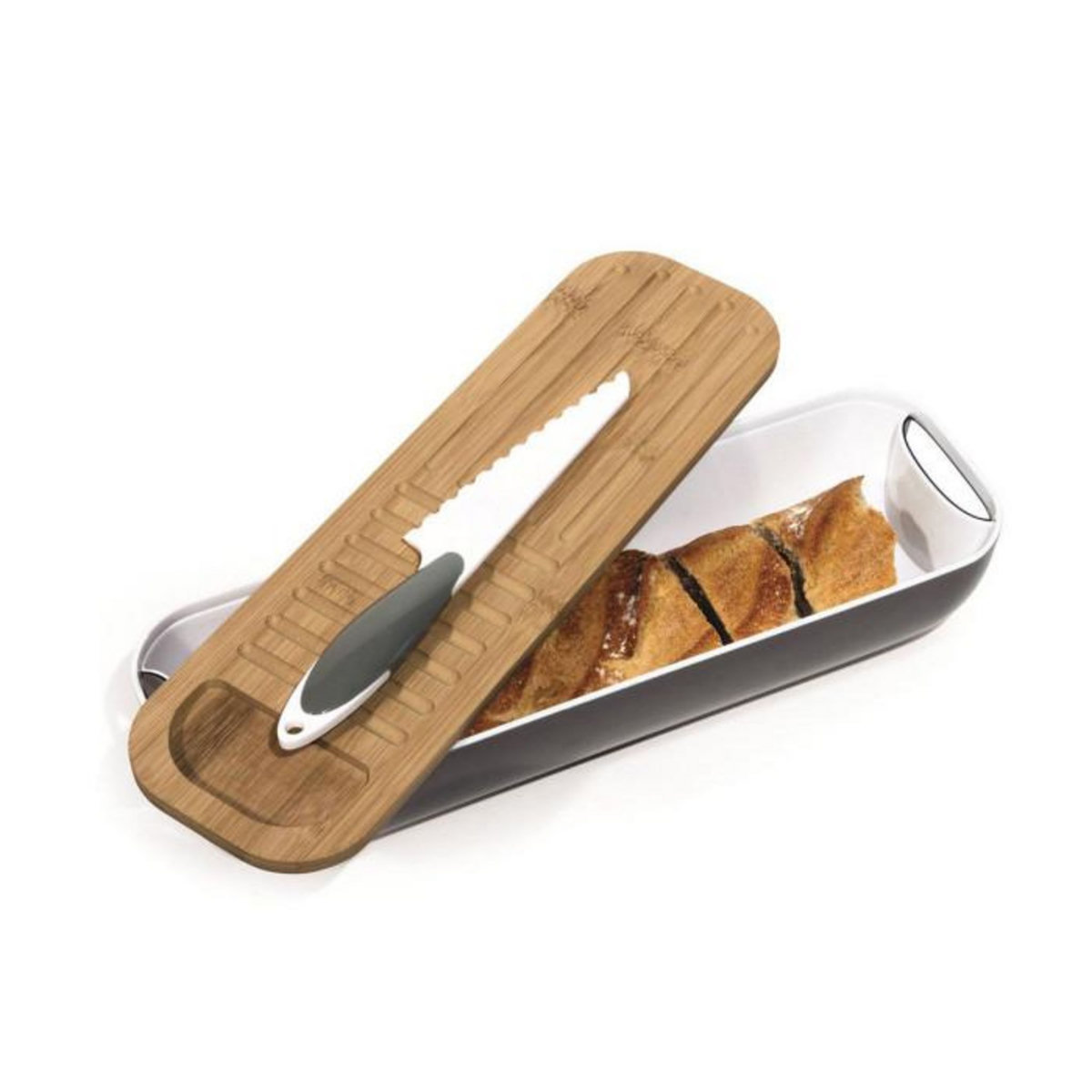 Paris Prix Corbeille à Pain & Couteau  3 en 1  40cm Gris