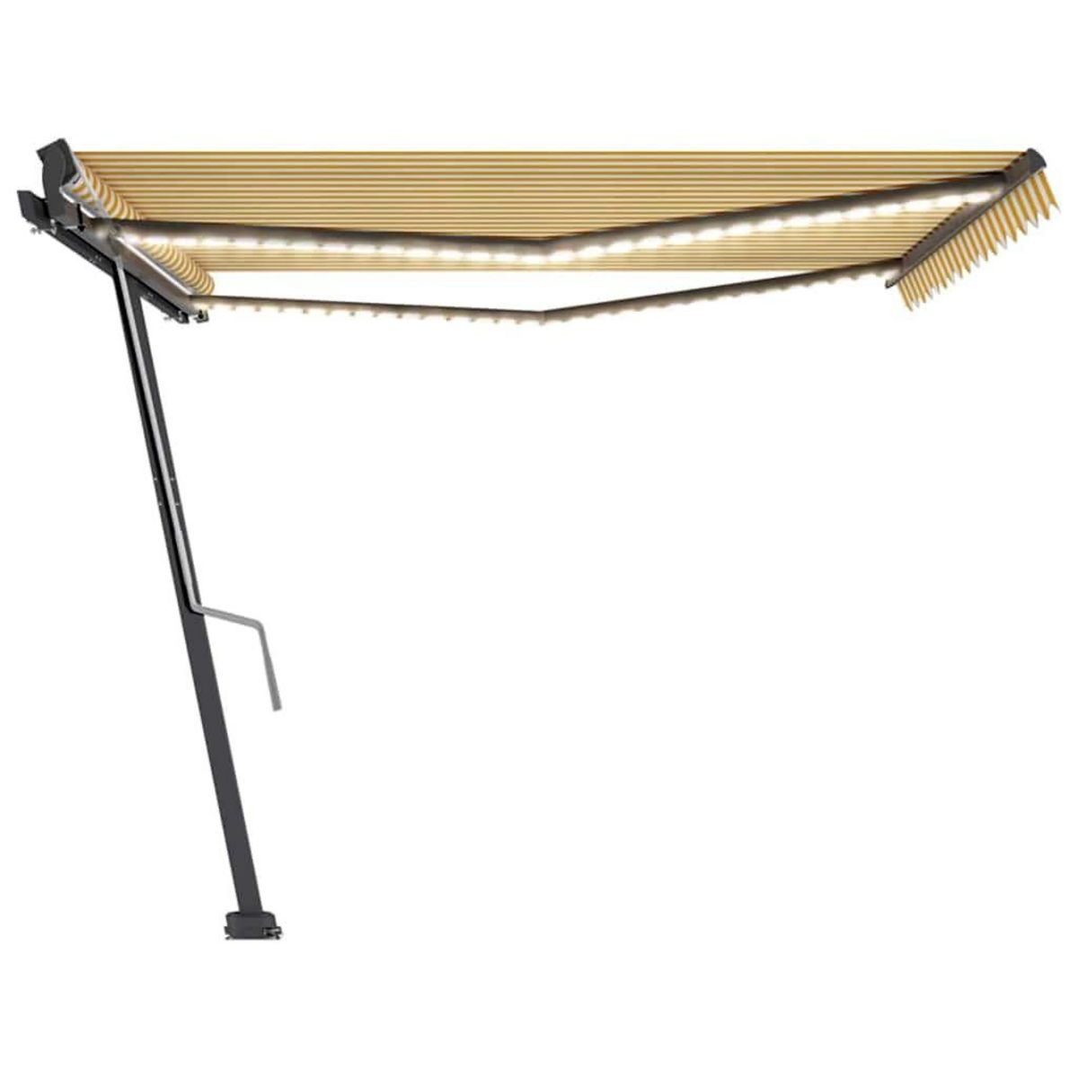 VIDAXL Auvent manuel retractable avec LED 400x300 cm Jaune et blanc