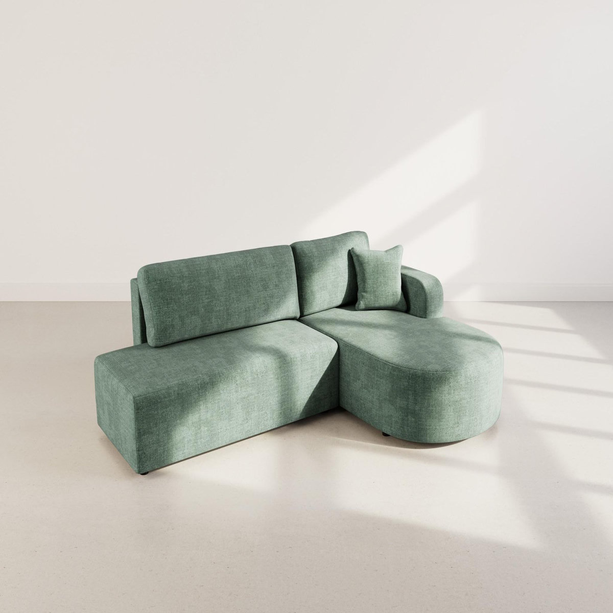 BEST MOBILIER Miro - canapé d'angle droit 4 places convertible avec coffre en velours texturé
