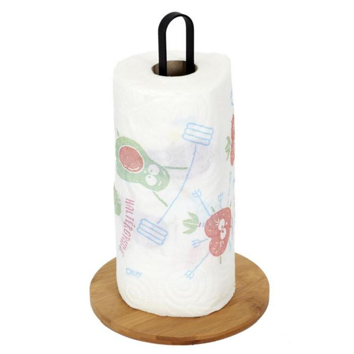 Paris Prix Porte Essuie-Tout  Bambou  26cm Naturel & Noir