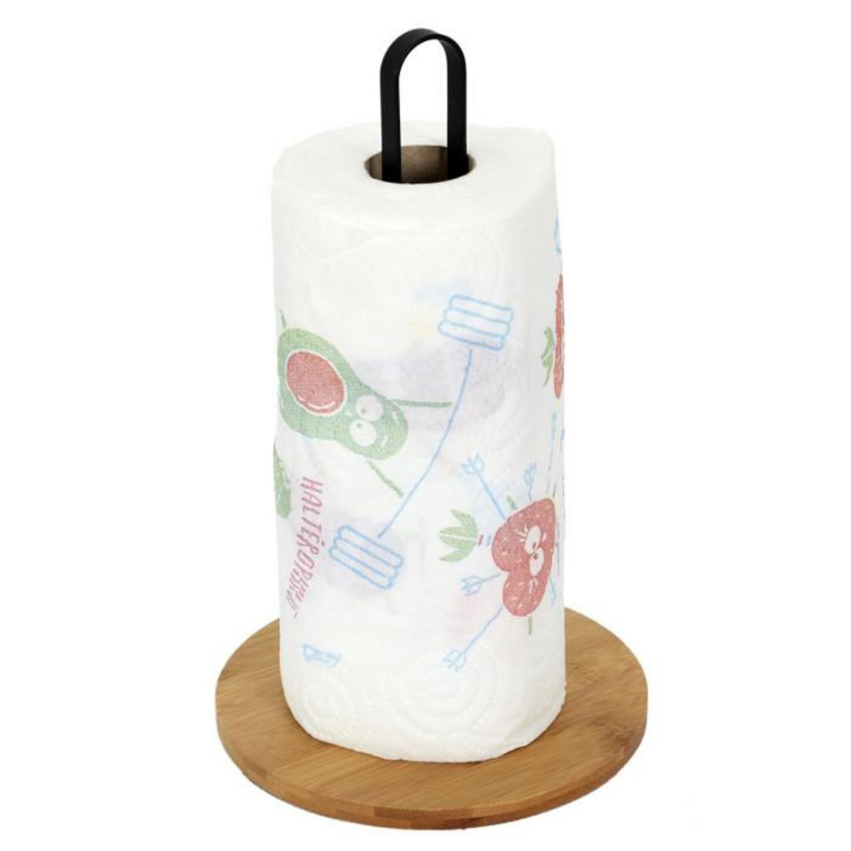 Paris Prix Porte Essuie-Tout  Bambou  26cm Naturel & Noir