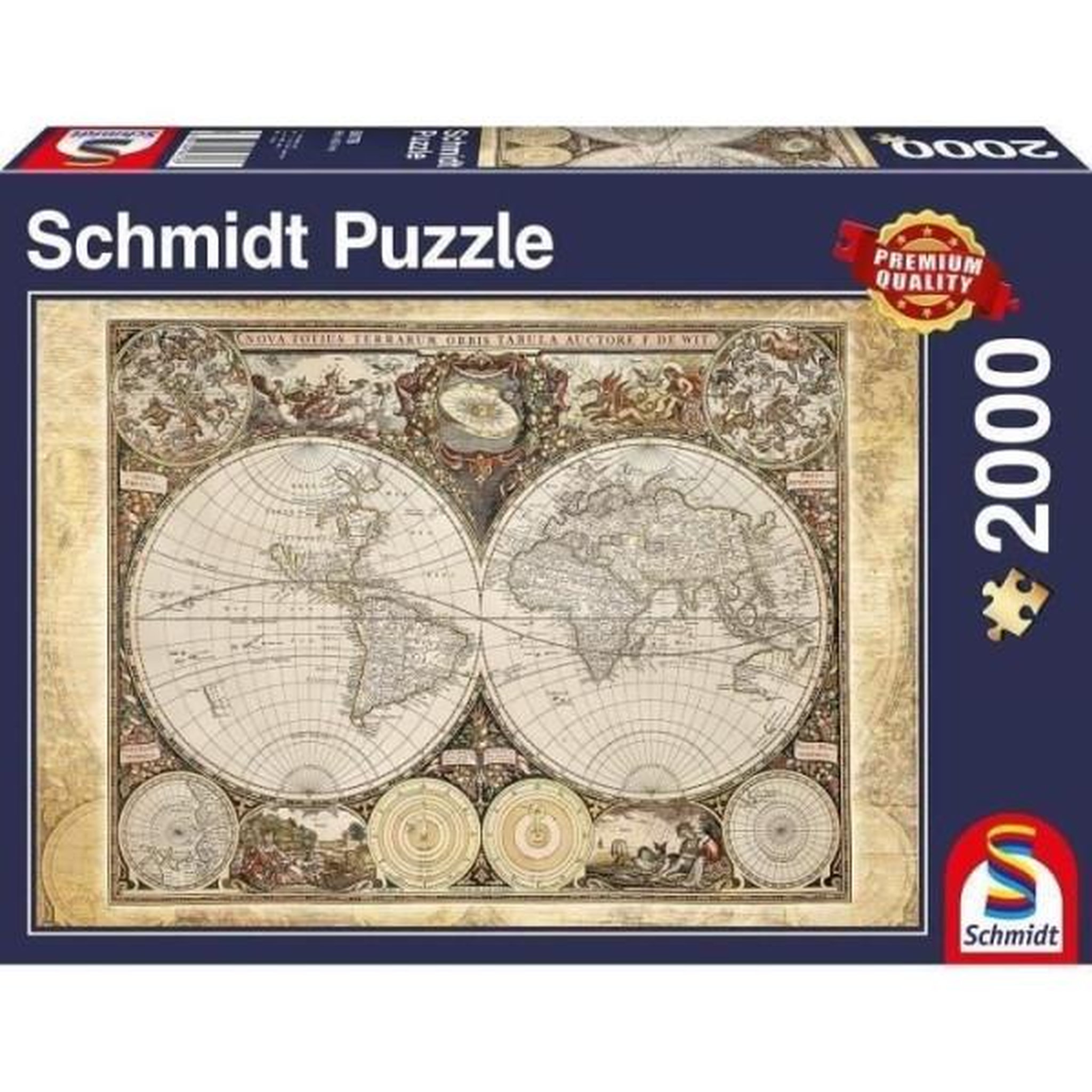 Voir la diapositive 2 : GENERIQUE Puzzle 2000 pièces Mappemonde historique carte du monde – Schmidt Spiele
