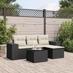 VIDAXL Salon de jardin 5 pcs avec coussins noir resine tressee