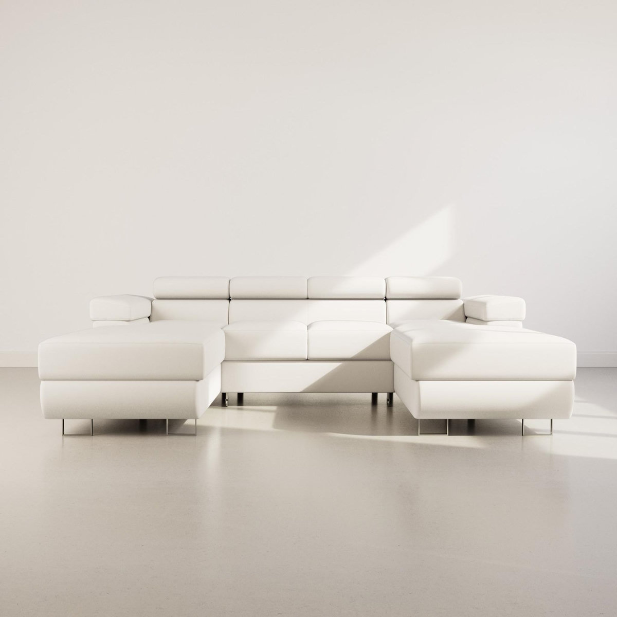 BEST MOBILIER Pablo - canapé panoramique en u - 7 places - convertible avec coffres et têtières réglables - en velours