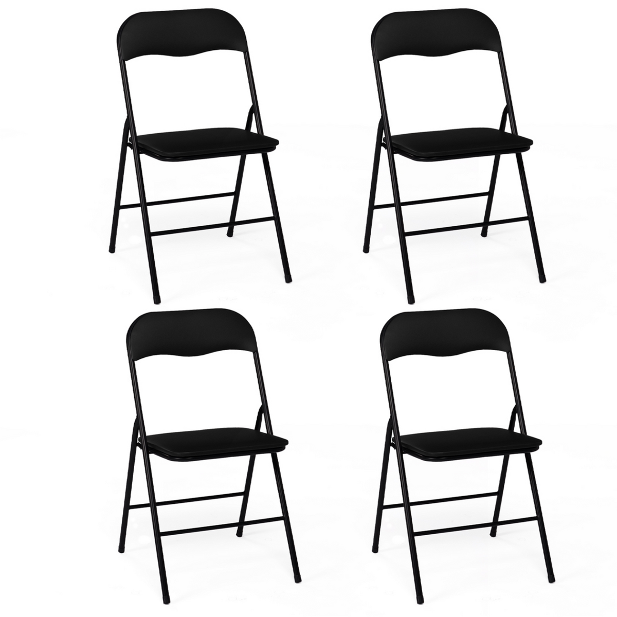 ID MARKET Lot de 4 chaises pliantes KITY noires en PU