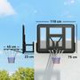 Voir la diapositive 3 : HOMCOM Panier de basket-ball mural - kit fixation murale inclus - acier PVC noir