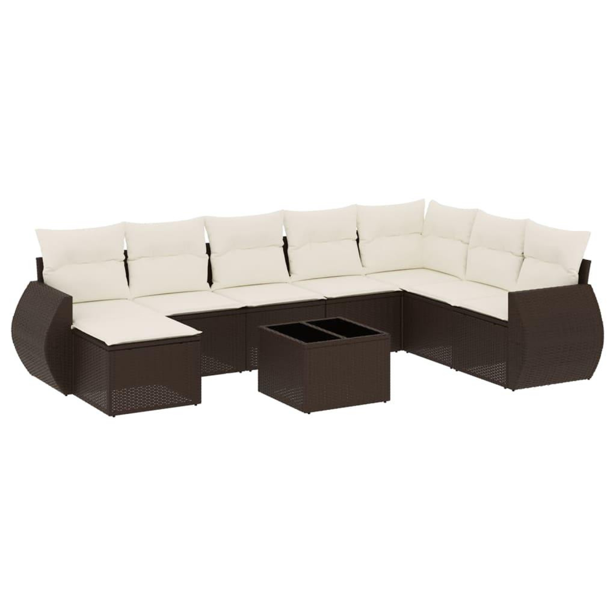 Voir la diapositive 2 : VIDAXL Salon de jardin avec coussins 9 pcs marron resine tressee