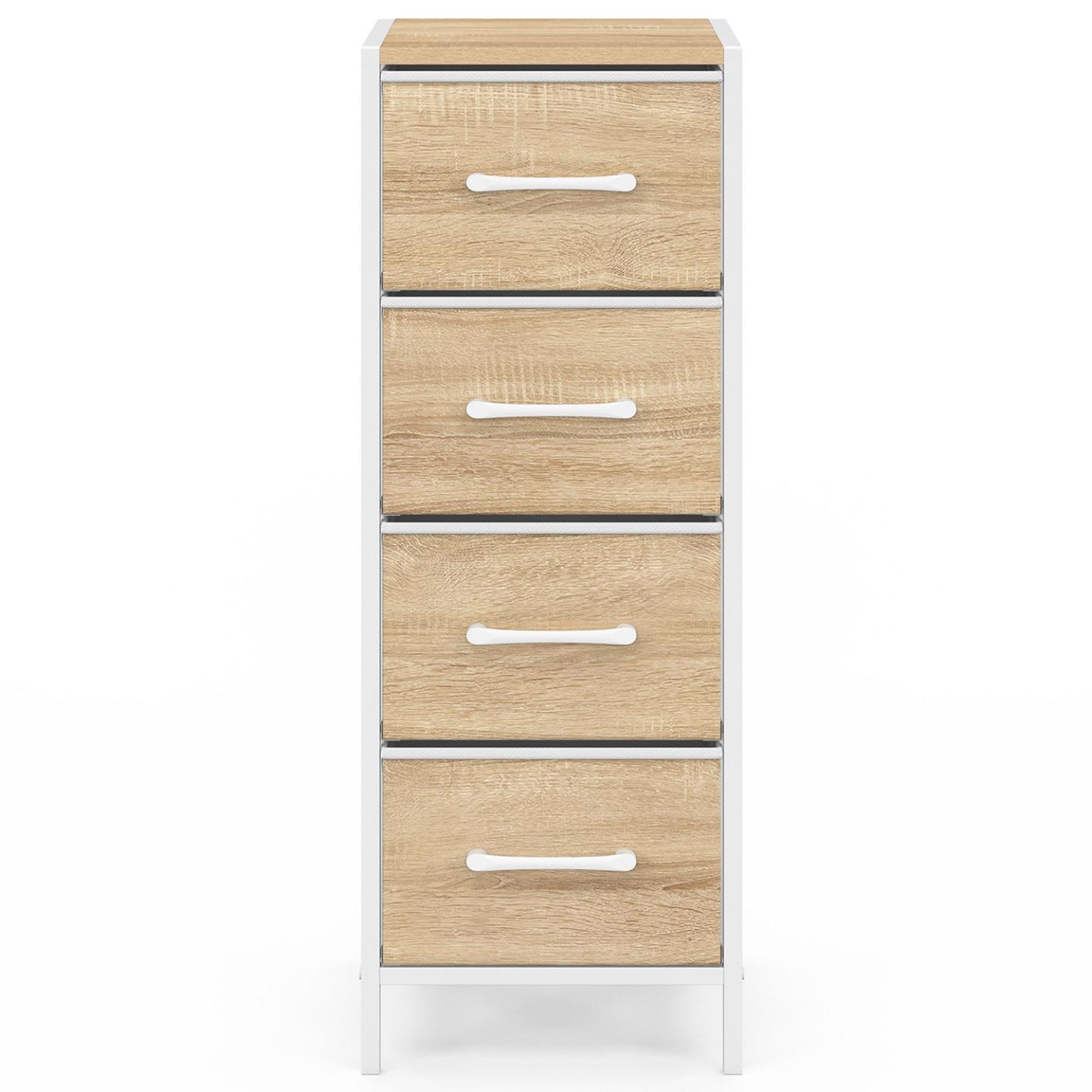 Voir la diapositive 3 : ID MARKET Meuble d'appoint 4 tiroirs utah 30x30x80 cm chiffonnier pour entrée salle de bain design industriel bois façon hêtre et blanc