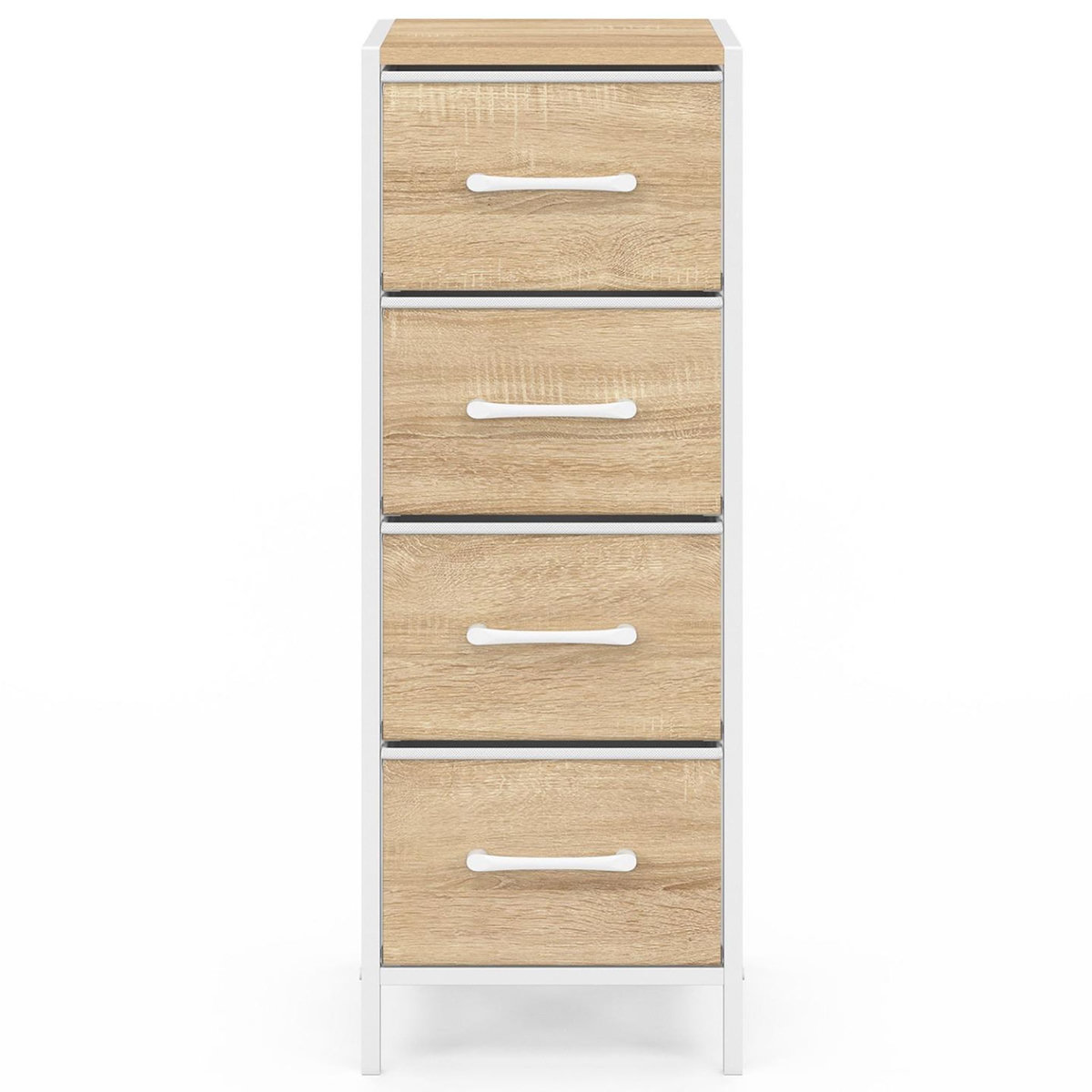 ID MARKET Meuble d'appoint 4 tiroirs UTAH 30 cm chiffonnier, meuble de rangement design industriel bois et blanc