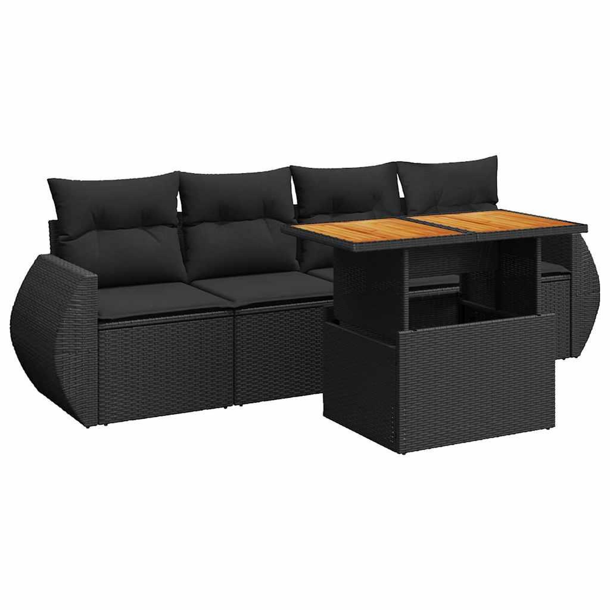 Voir la diapositive 2 : VIDAXL Salon de jardin 5 pcs avec coussins noir resine tressee