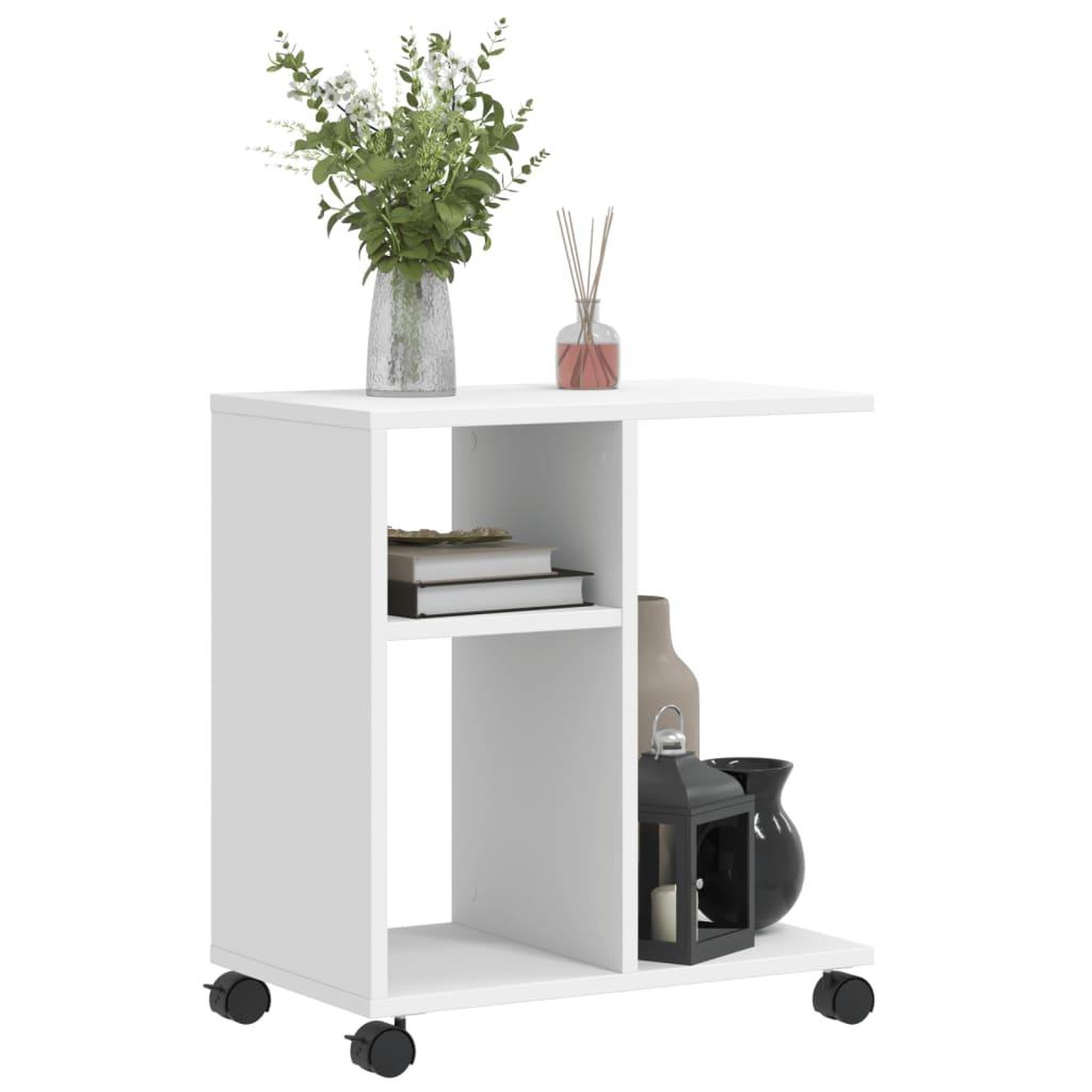 Voir la diapositive 4 : VIDAXL Table d'appoint avec roues blanc 50x30x55 cm bois d'ingenierie