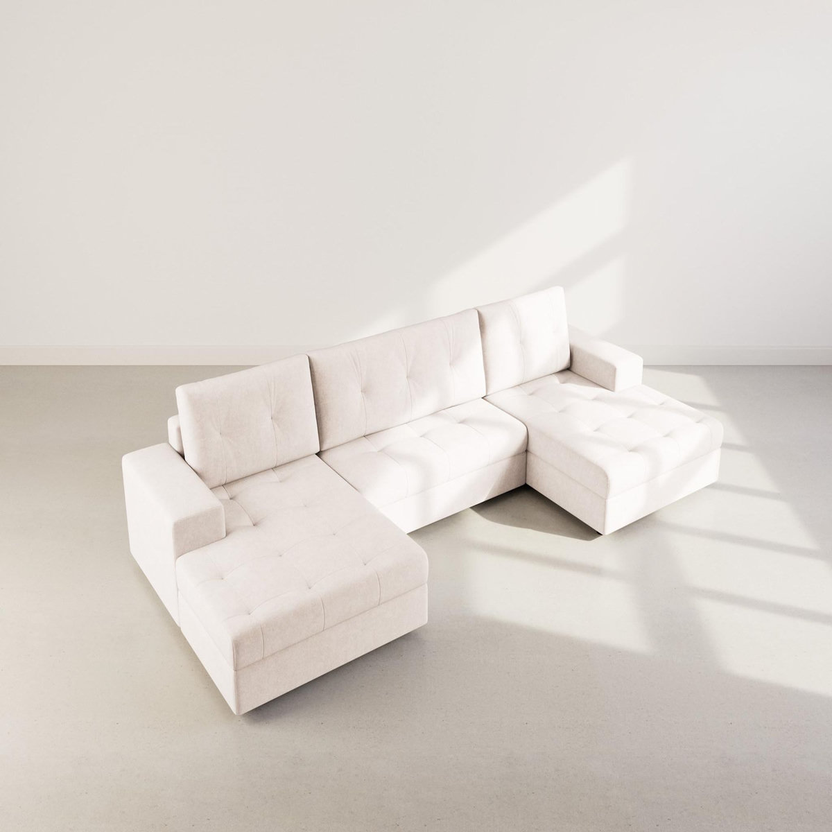 BEST MOBILIER Bastian - canapé panoramique en u 7 places convertible avec coffre en velours texturé