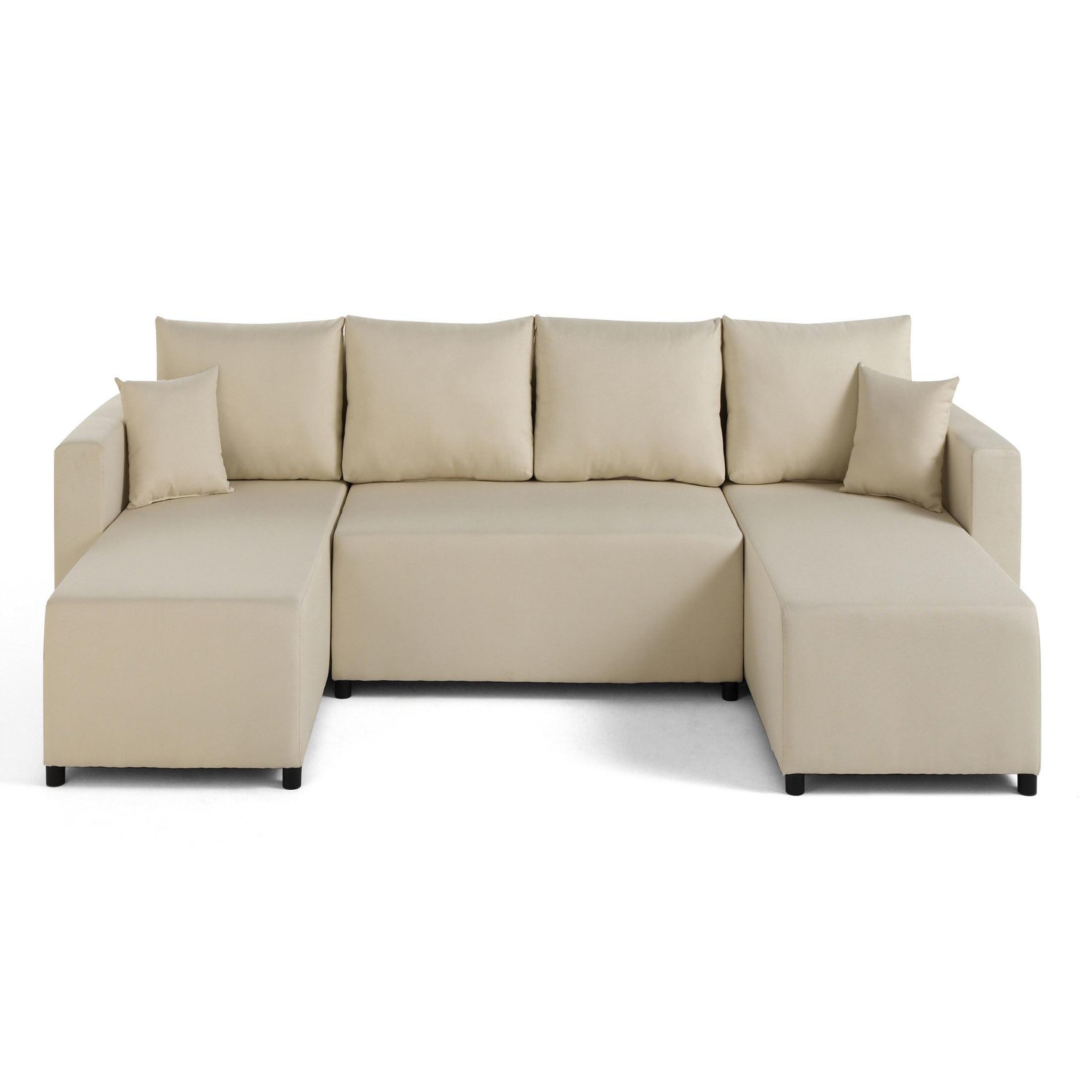 Voir la diapositive 1 : BEST MOBILIER Regala - canapé panoramique - 7 places - convertible avec coffre - en tissu