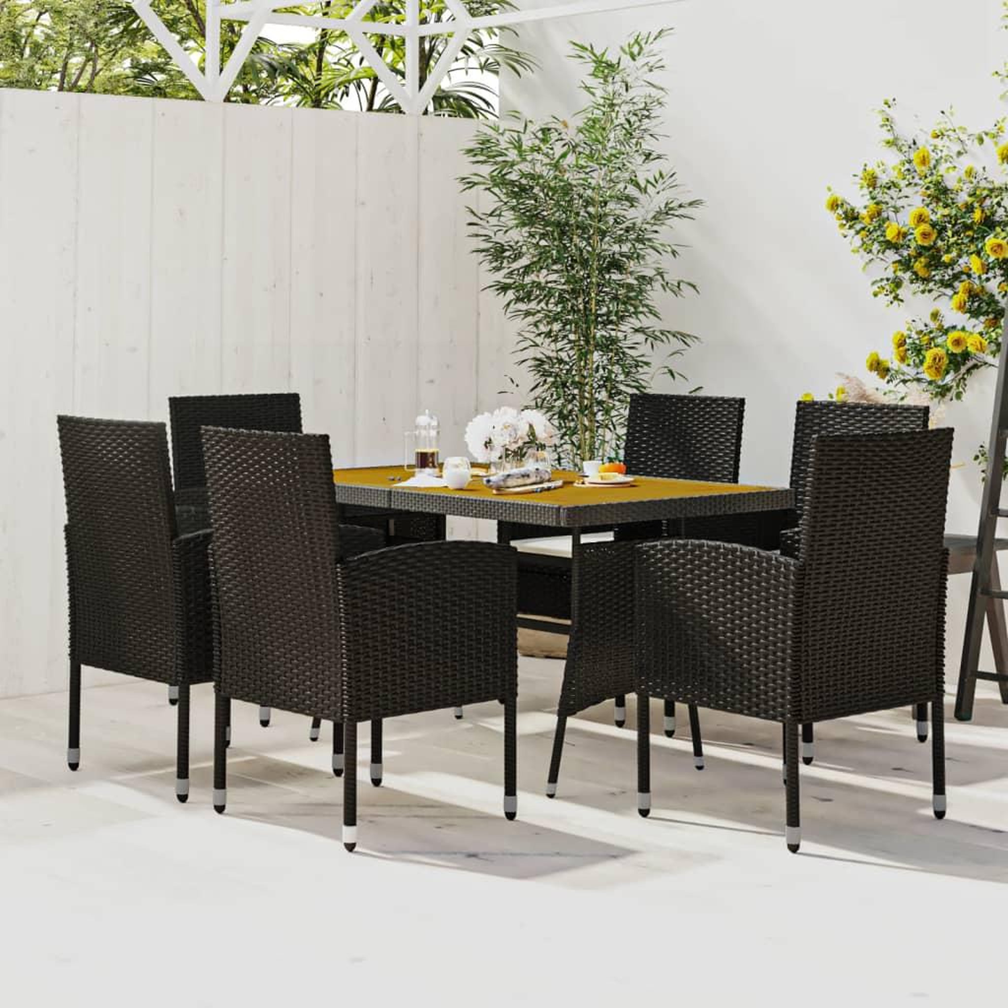 Voir la diapositive 1 : VIDAXL Ensemble a manger d'exterieur 7 pcs Resine tressee Noir