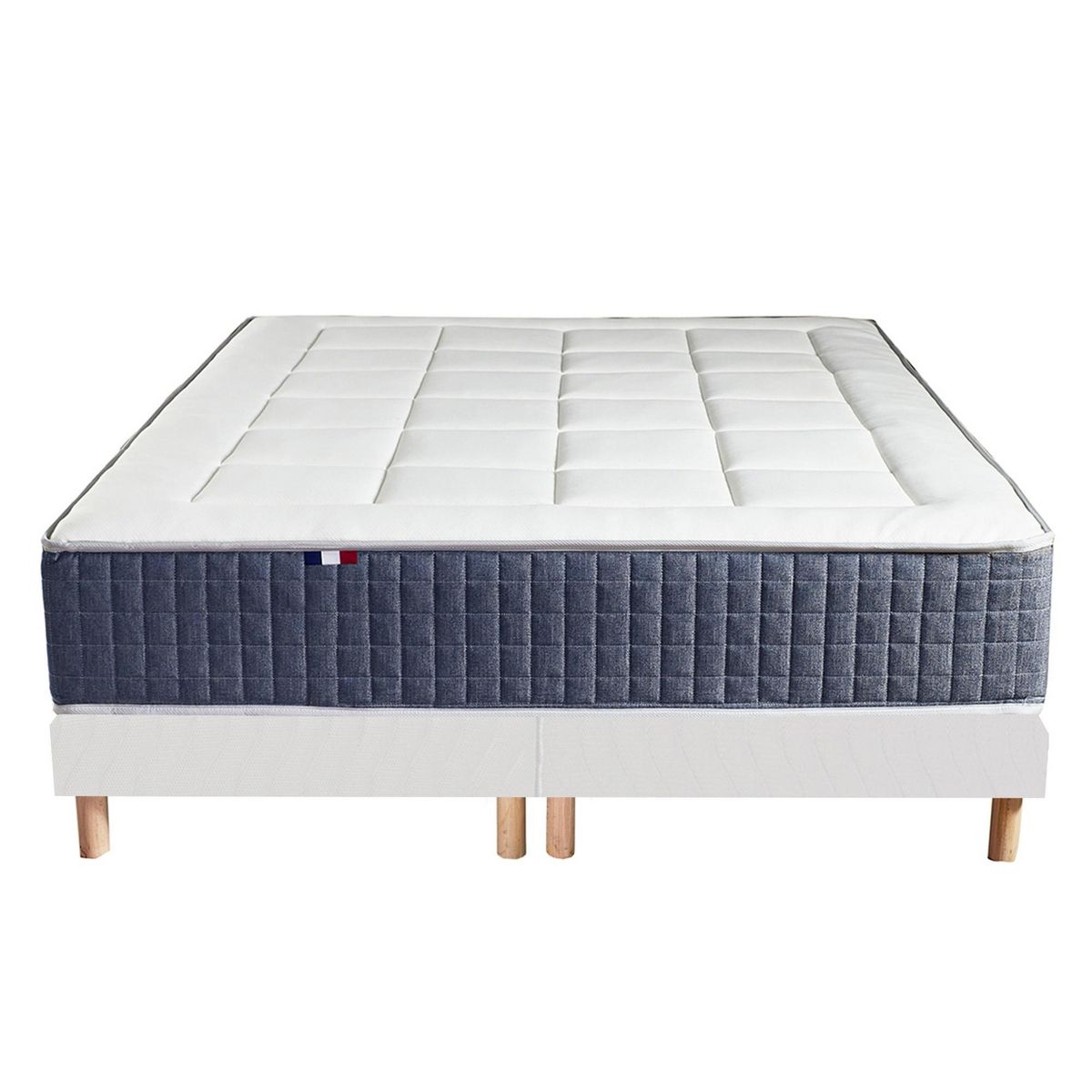 IDLITERIE Ensemble Matelas Ressort 7 zones + Mémoire de forme + Sommier KING STYLE Fabriqué en France